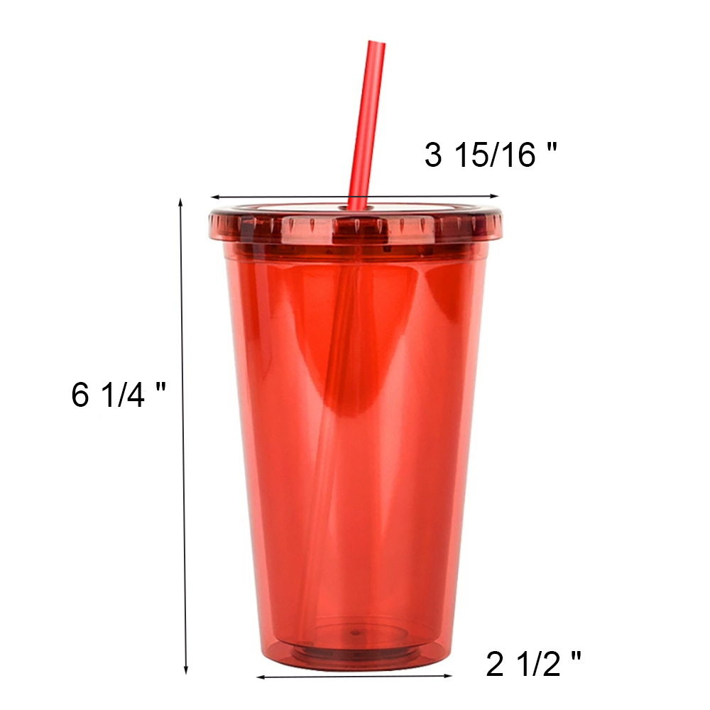 Double Plastic Cups with Lids and Straws 3