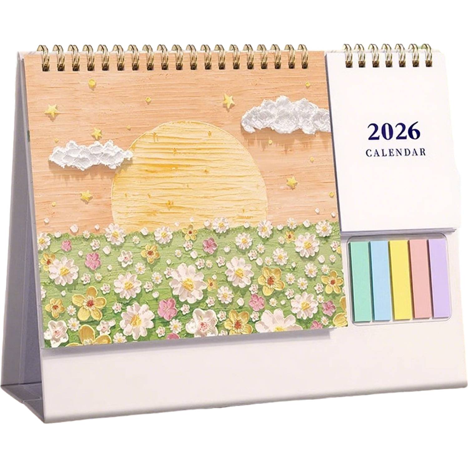 2026 Standing Page Flip Desk Calendar w/Sticky Notes 5