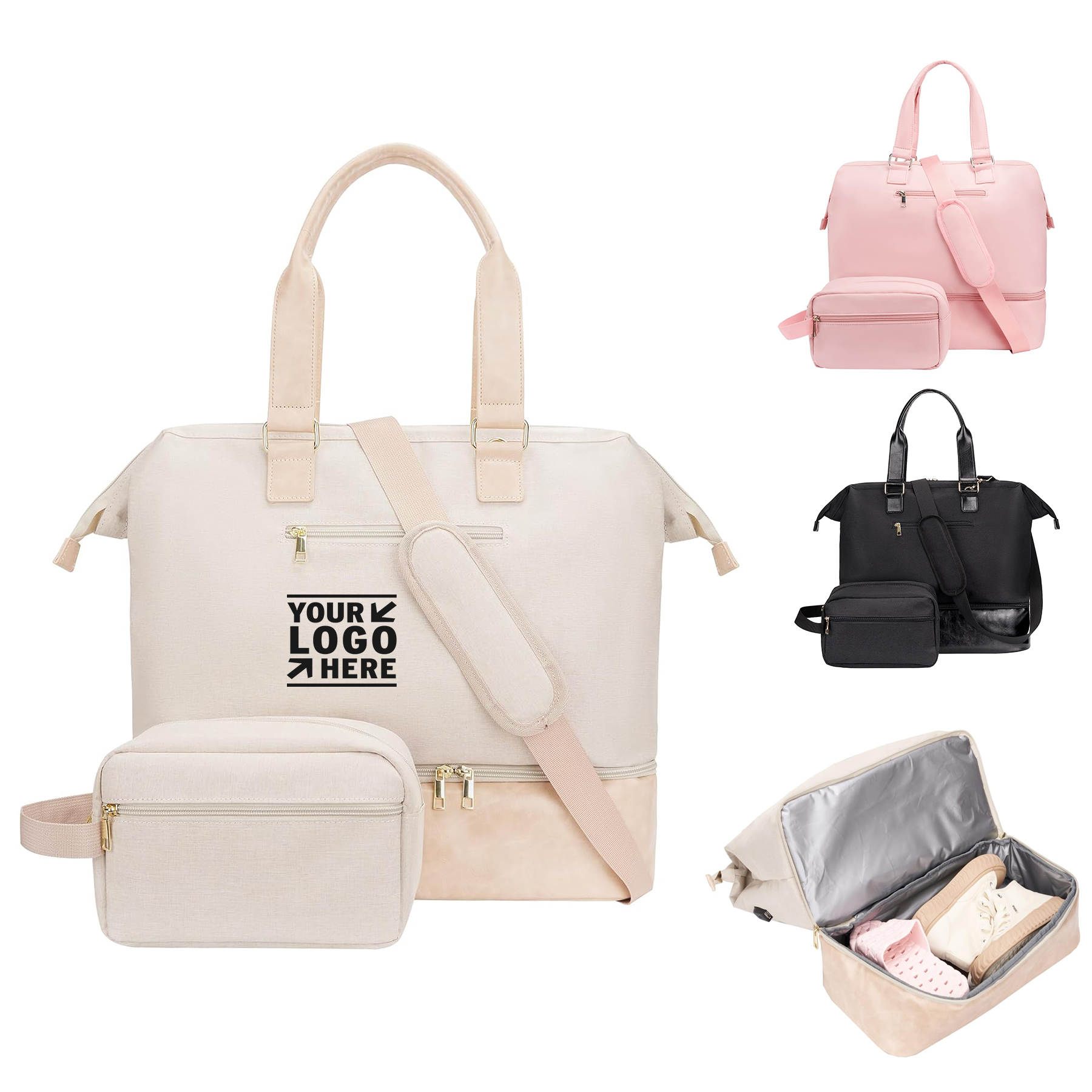 Compartment Travel Tote Overnight Weekender Personal Item Bag with Shoe 2