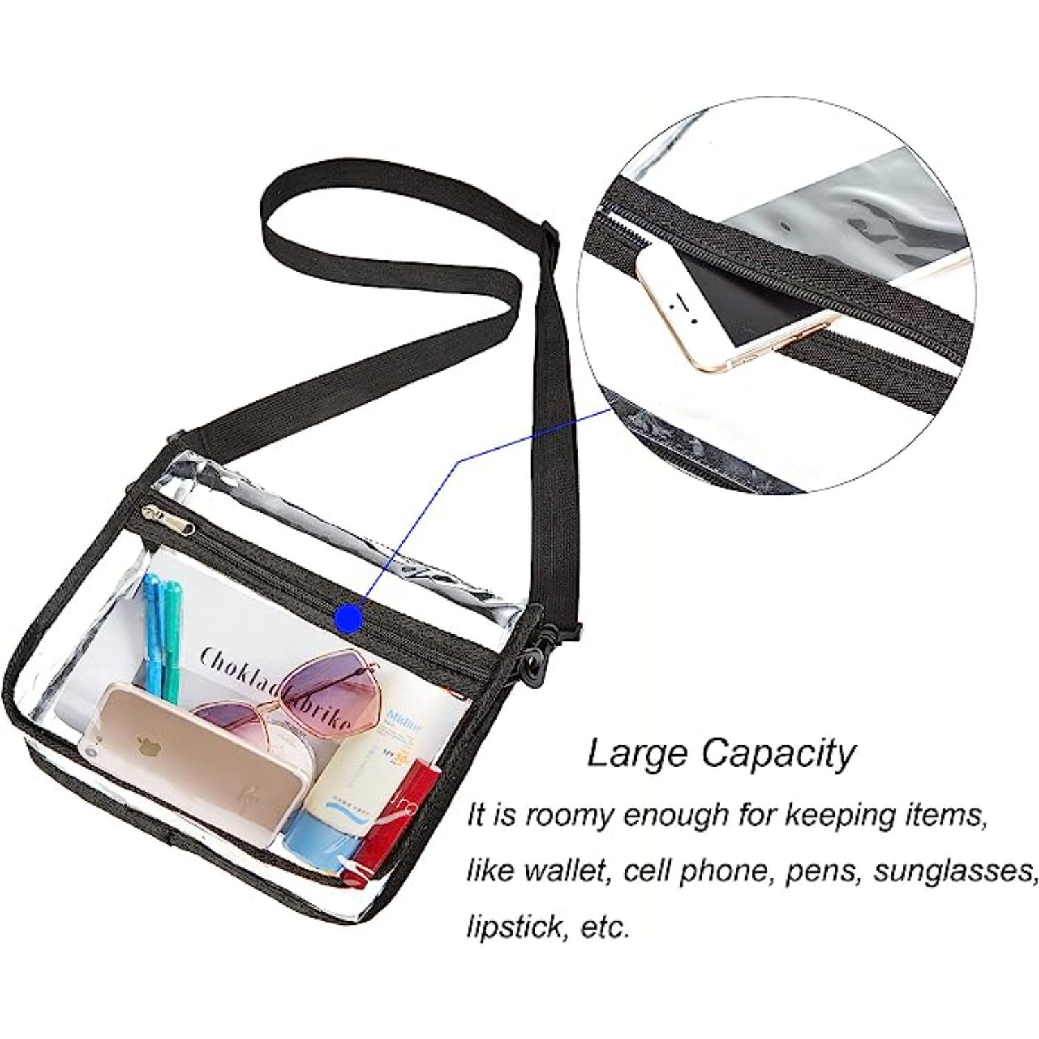 Stadium Approved Purse Tote Bag Clear PVC Transparent Crossbody Bag 4