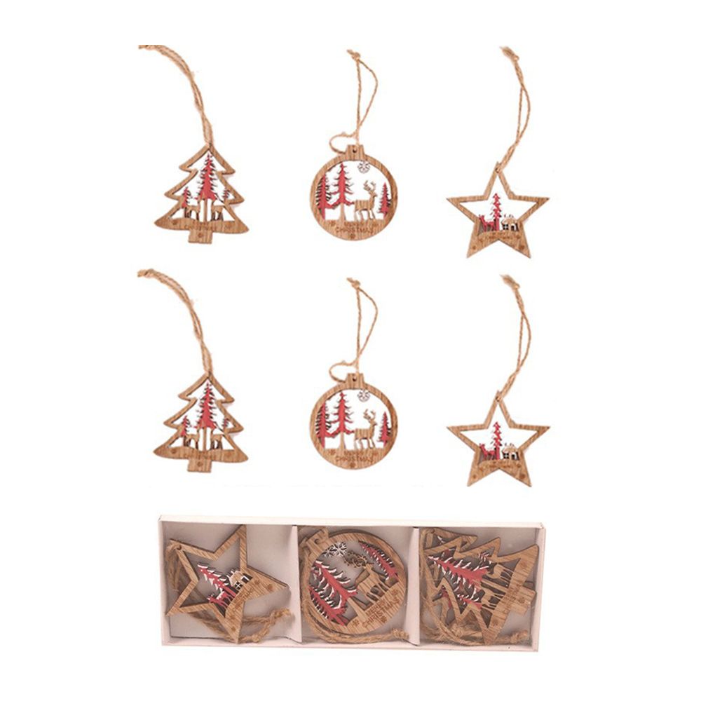 Christmas TreeWooden Elk Pendant Set 2