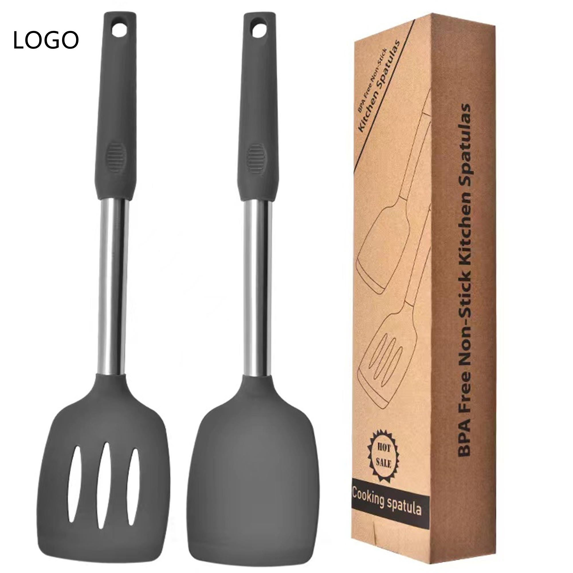 2 Pcs Solid And Slotted Spatulas For Kitchen Cooking