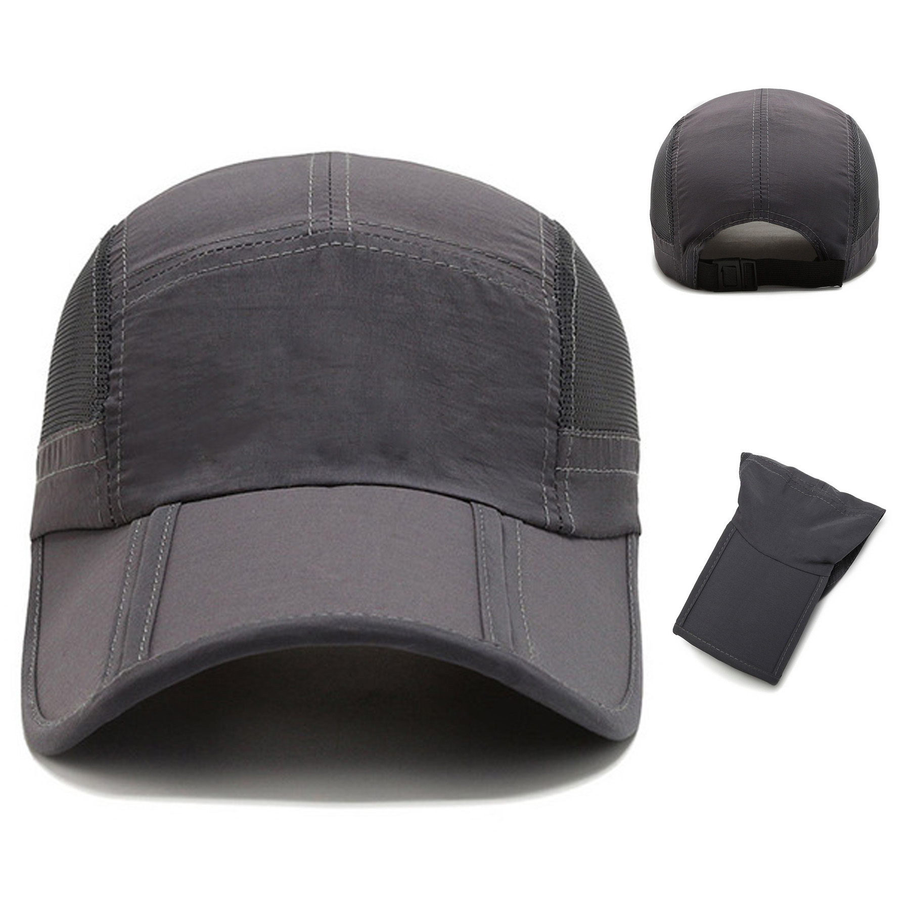 Folding Peak Baseball Cap w/Mesh 2