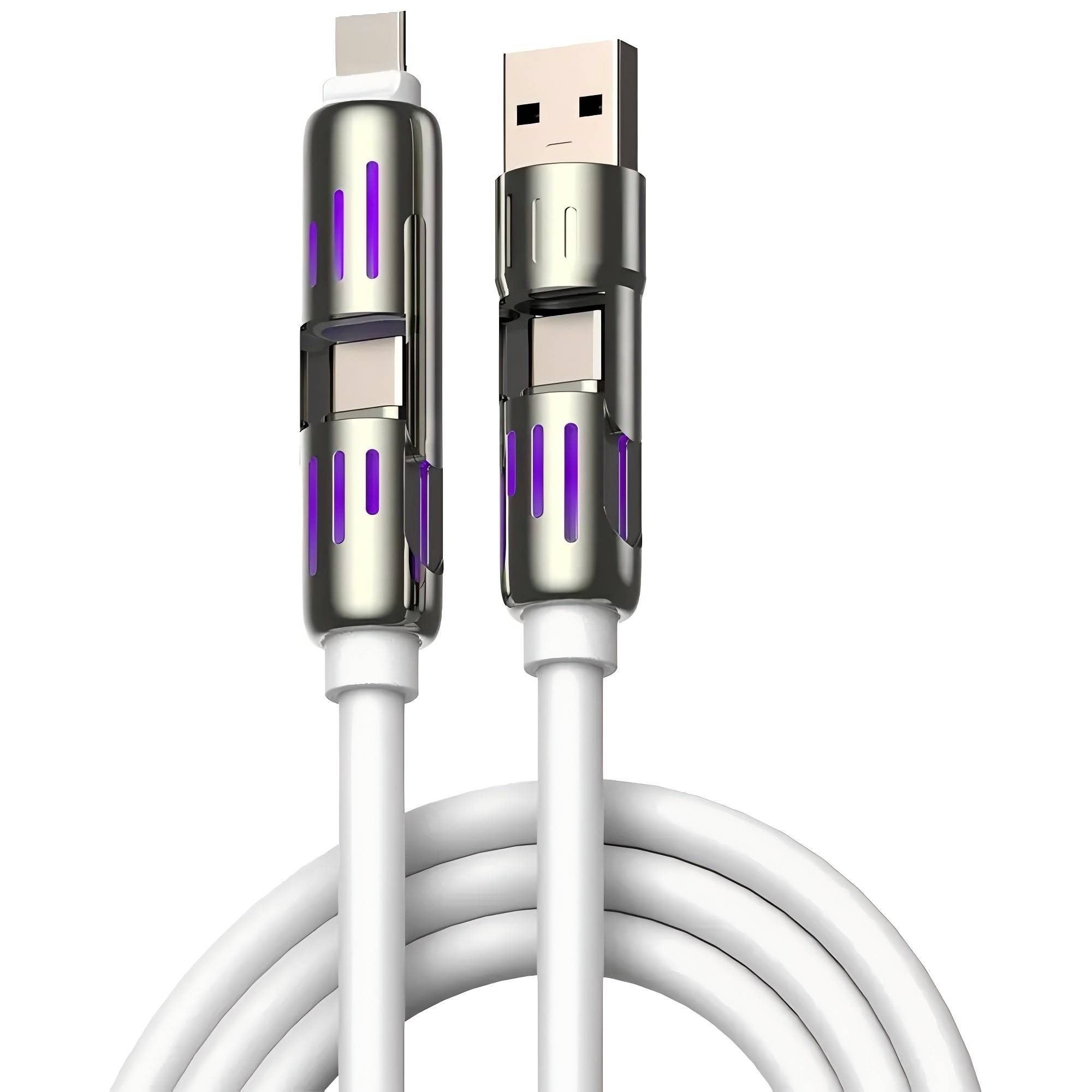 240W 4-in-1 Fast Charging Cable with LED – TPE Material 3
