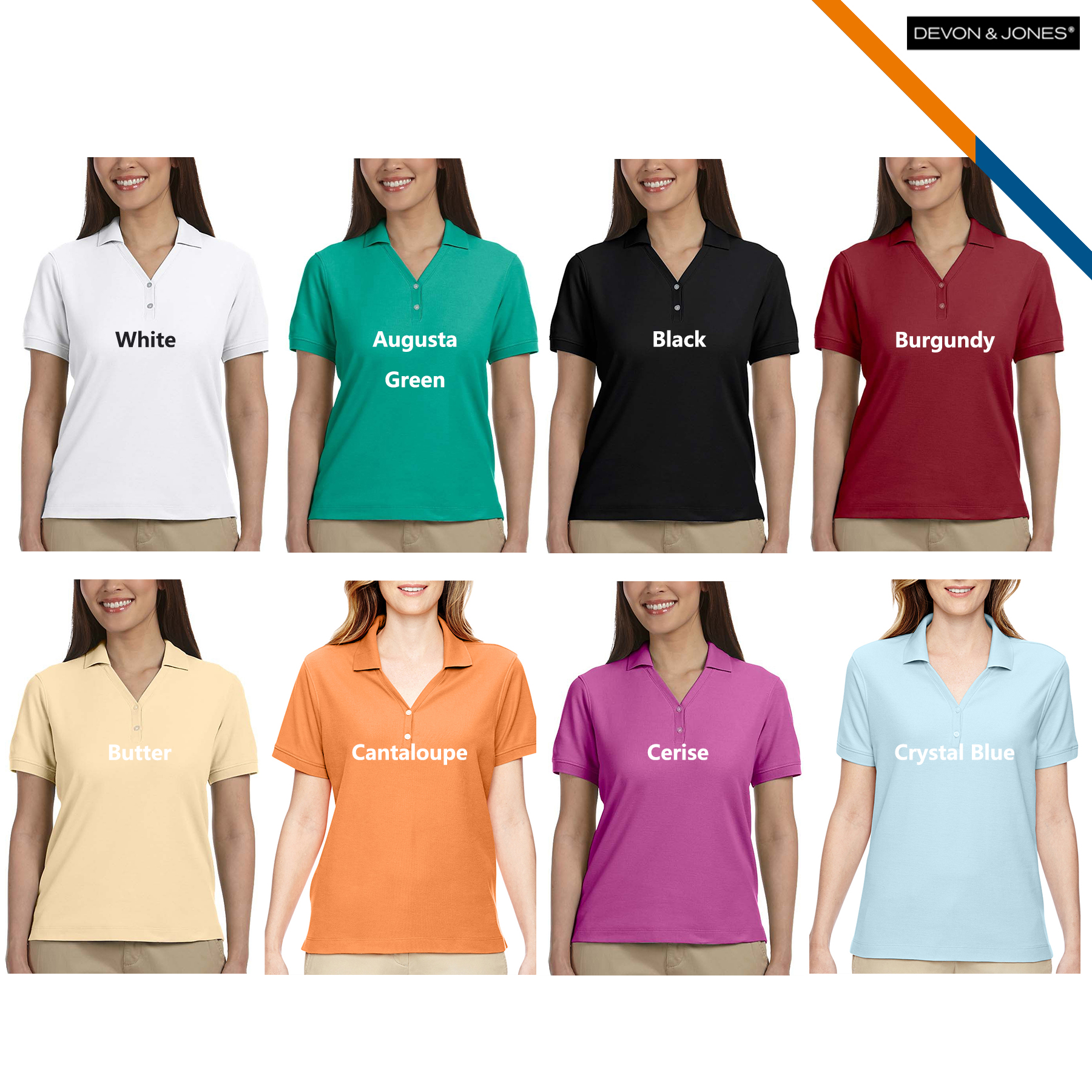 Devon & Jones® Ladies' Y-Collar Polo Shirts 10