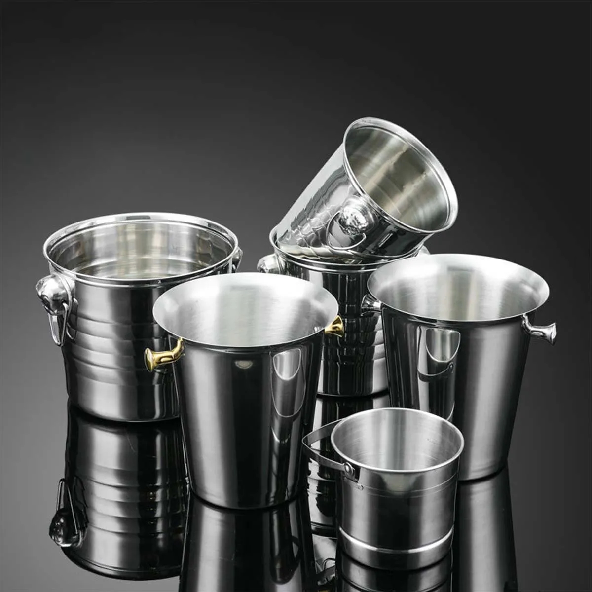 3L 5L 7L Custom Stainless Steel Pails Conical Ice Buckets 4