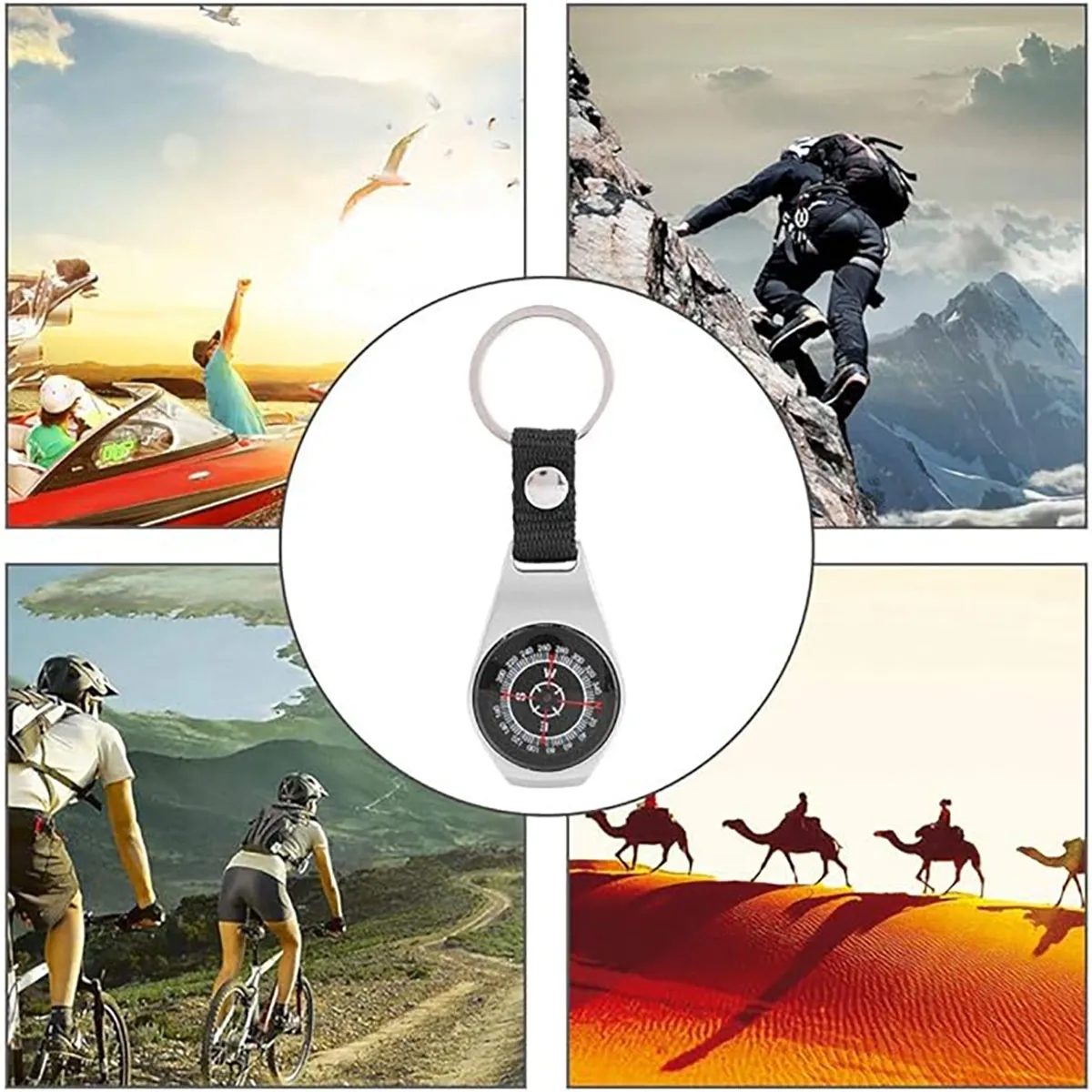 Outdoor Portable Compass Alloy Handheld Pendant Key Chain 6