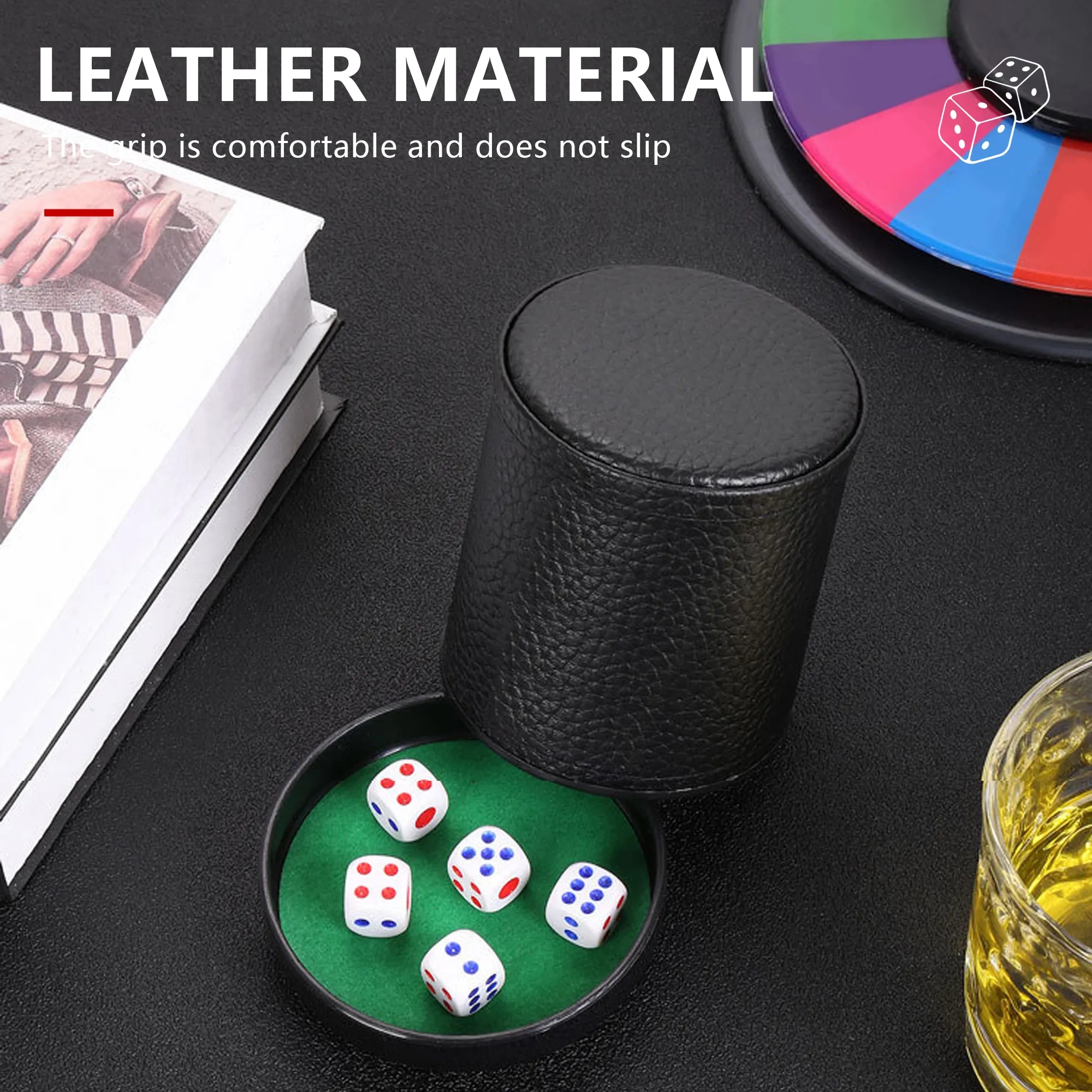 PU Leather Dice Cup With Tray 4