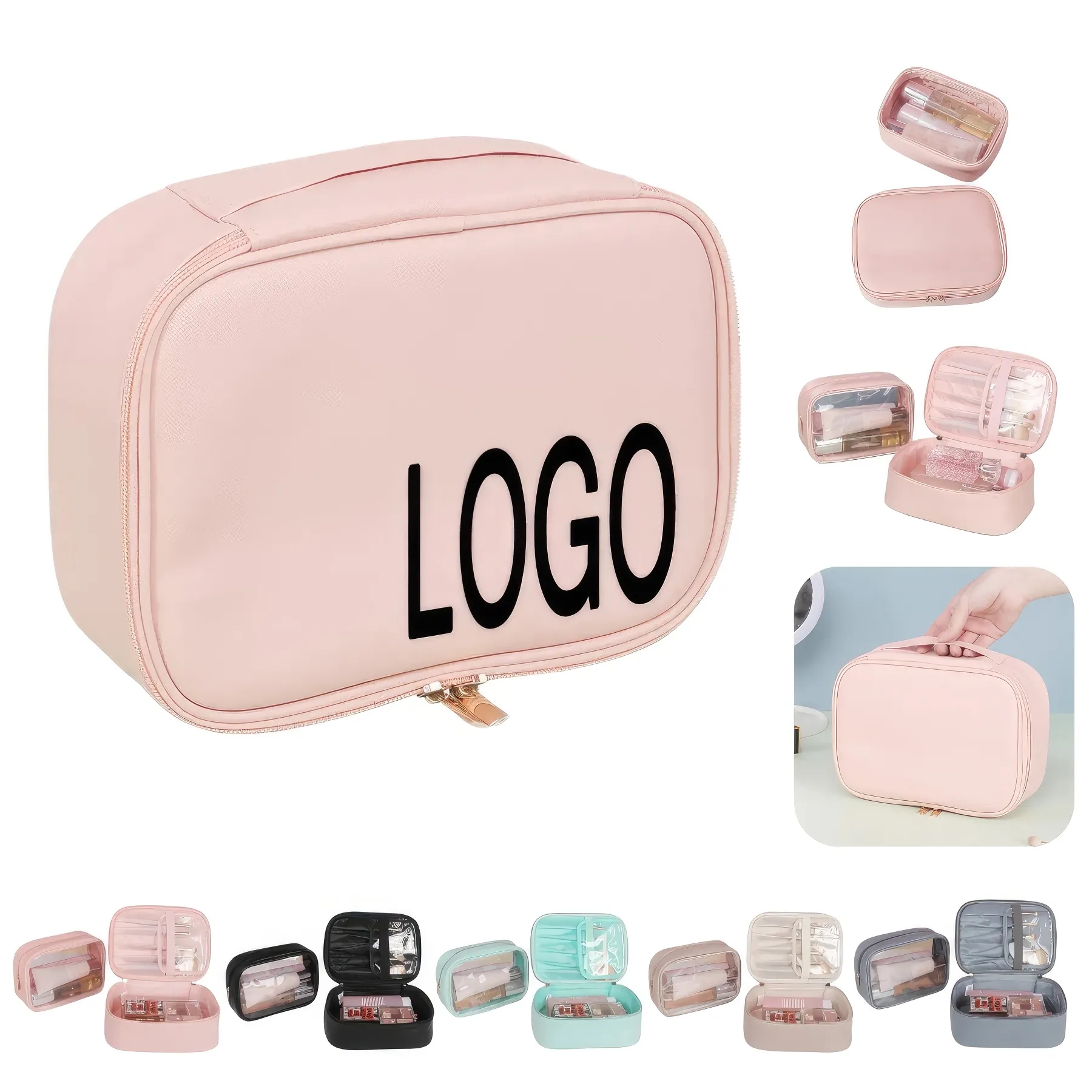 2 in 1 Custom Travel Toiletry Bag Makeup Cosmetic Organizer 4