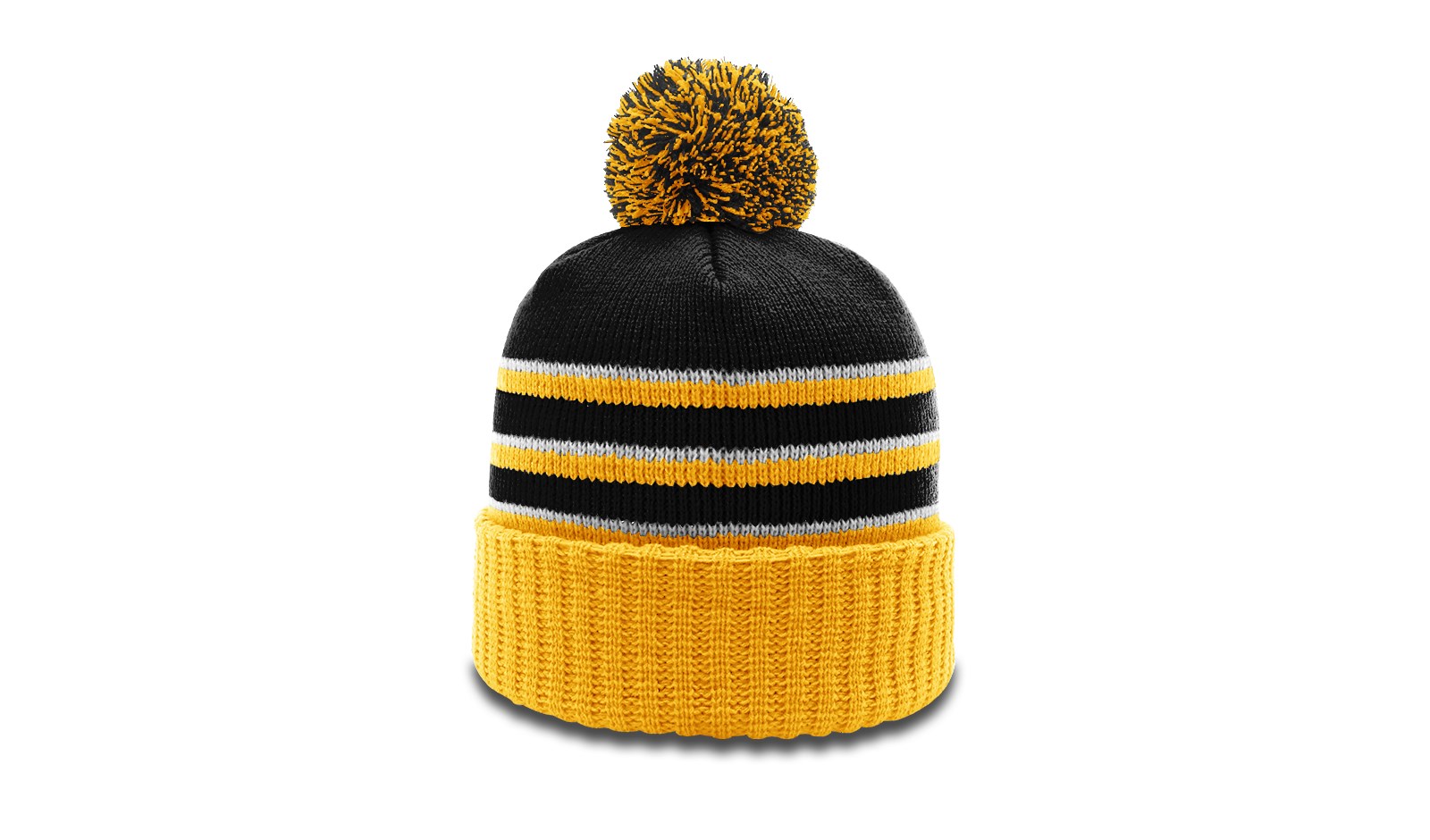  Striped Beanie with Cuff & Pom 6