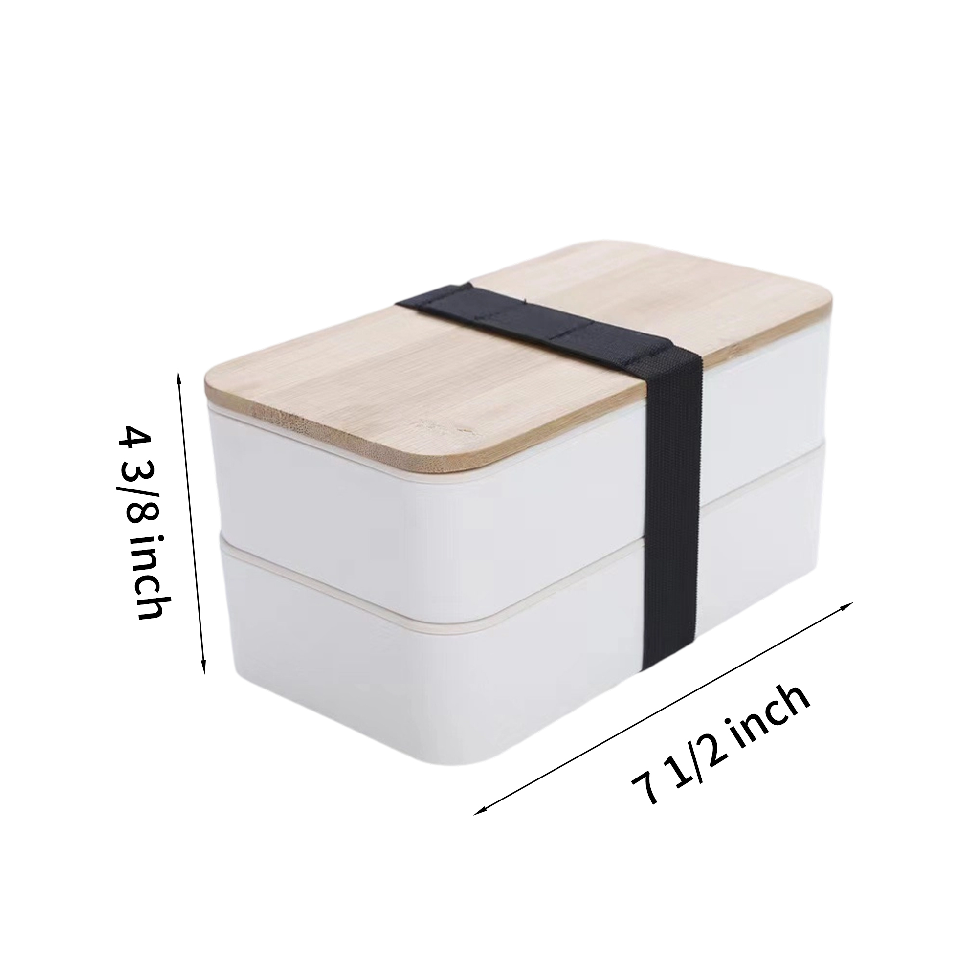 PP Plastic Bento Lunch Box With Bamboo Lid Two Layer Storage 7.5" Length 5