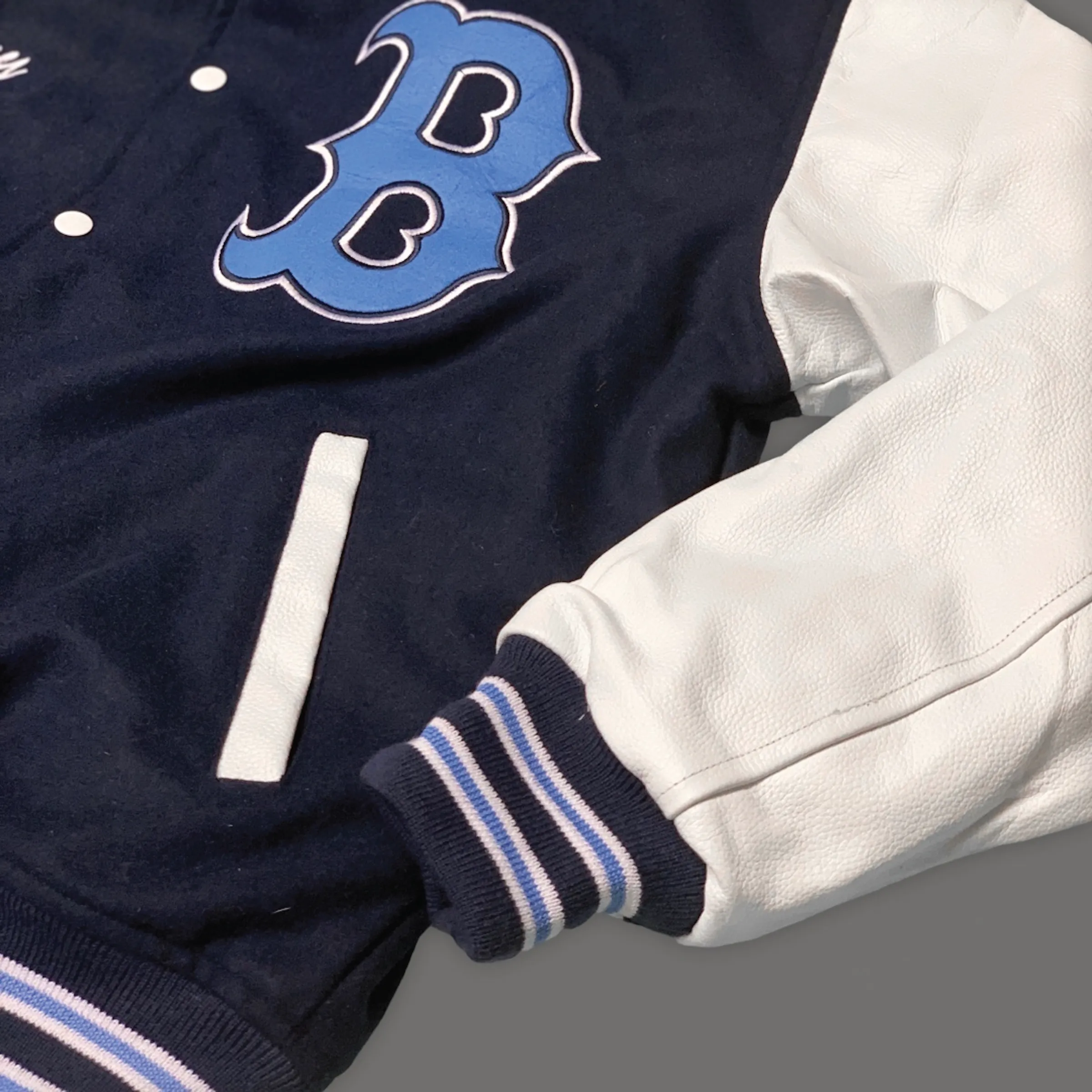 Vegan Leather and Wool Varsity Letterman Jacket 11