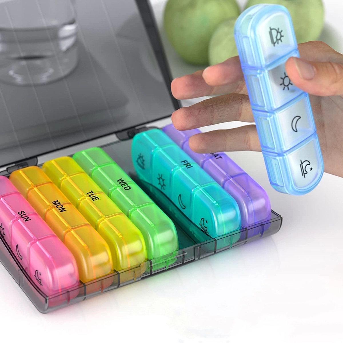 Weekly Pill Organizer 4 Times a Day for Fish Oils Vitamin 4