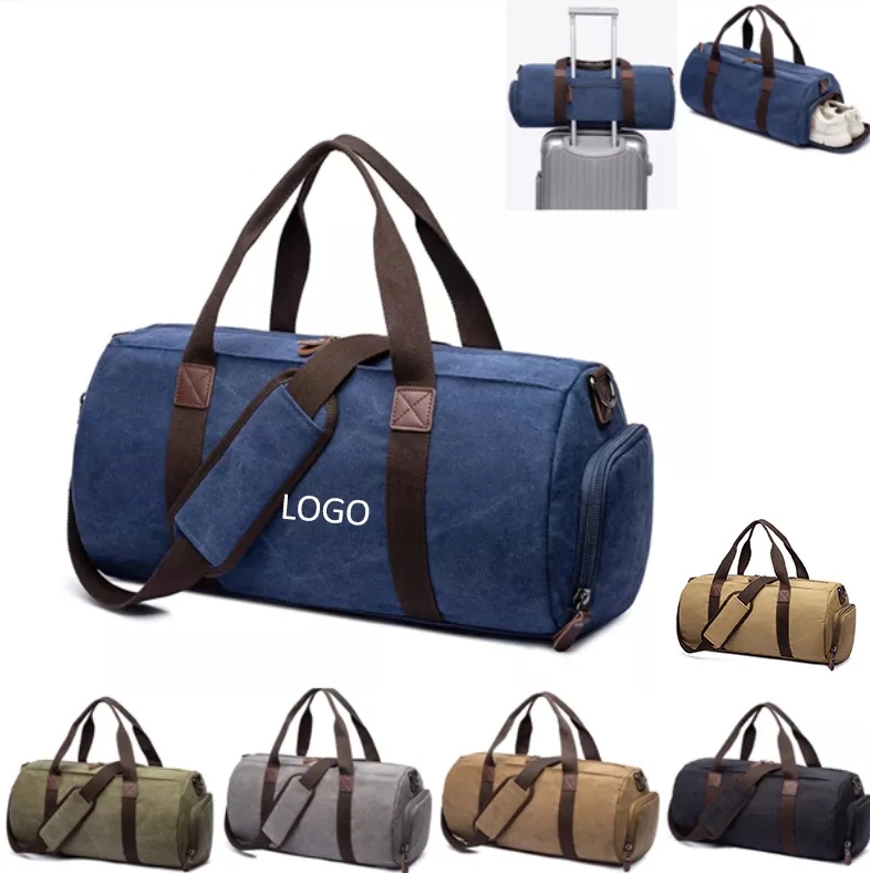 Durable Cotton Canvas Tote Bag with Shoe Pocket for Travel Gym Beach Bulk Orders 5