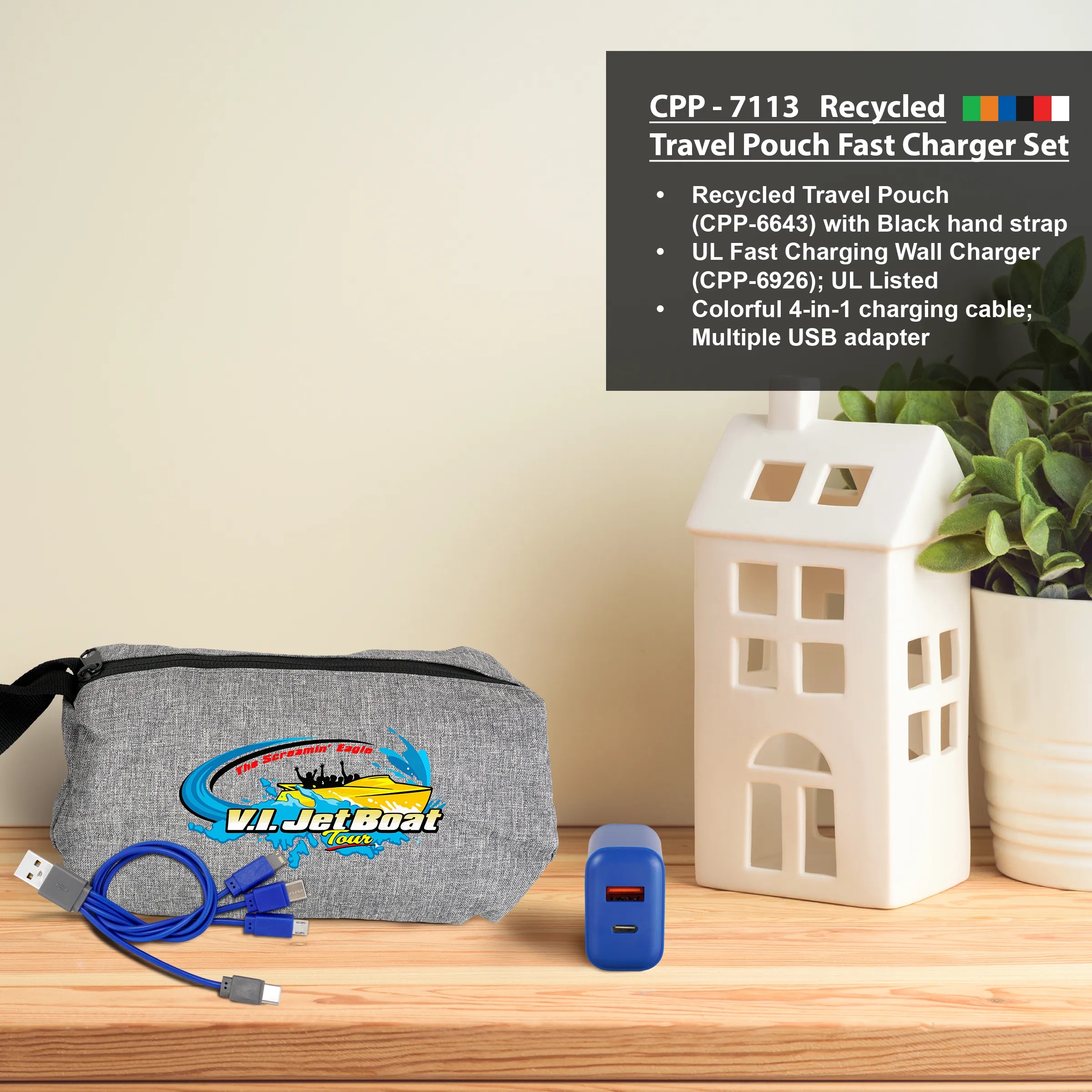 Recycled Travel Pouch Fast Charger Set 11