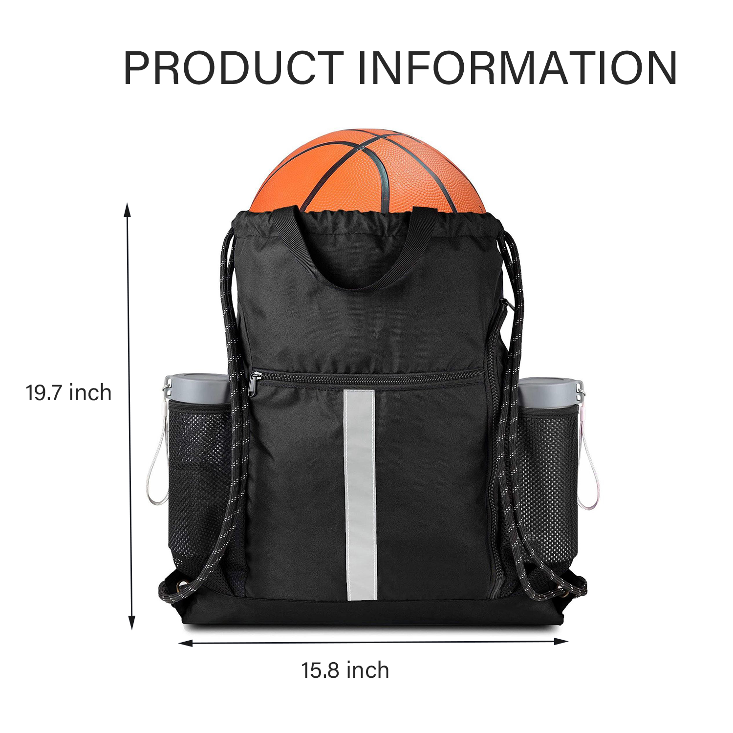Drawstring Backpack With Shoe Compartment and Water Bottle 9