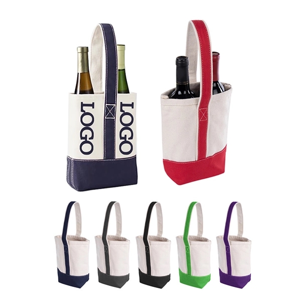 Printed Deux Wine Bottle Tote Bags, custom tote bag with logo imprint 2