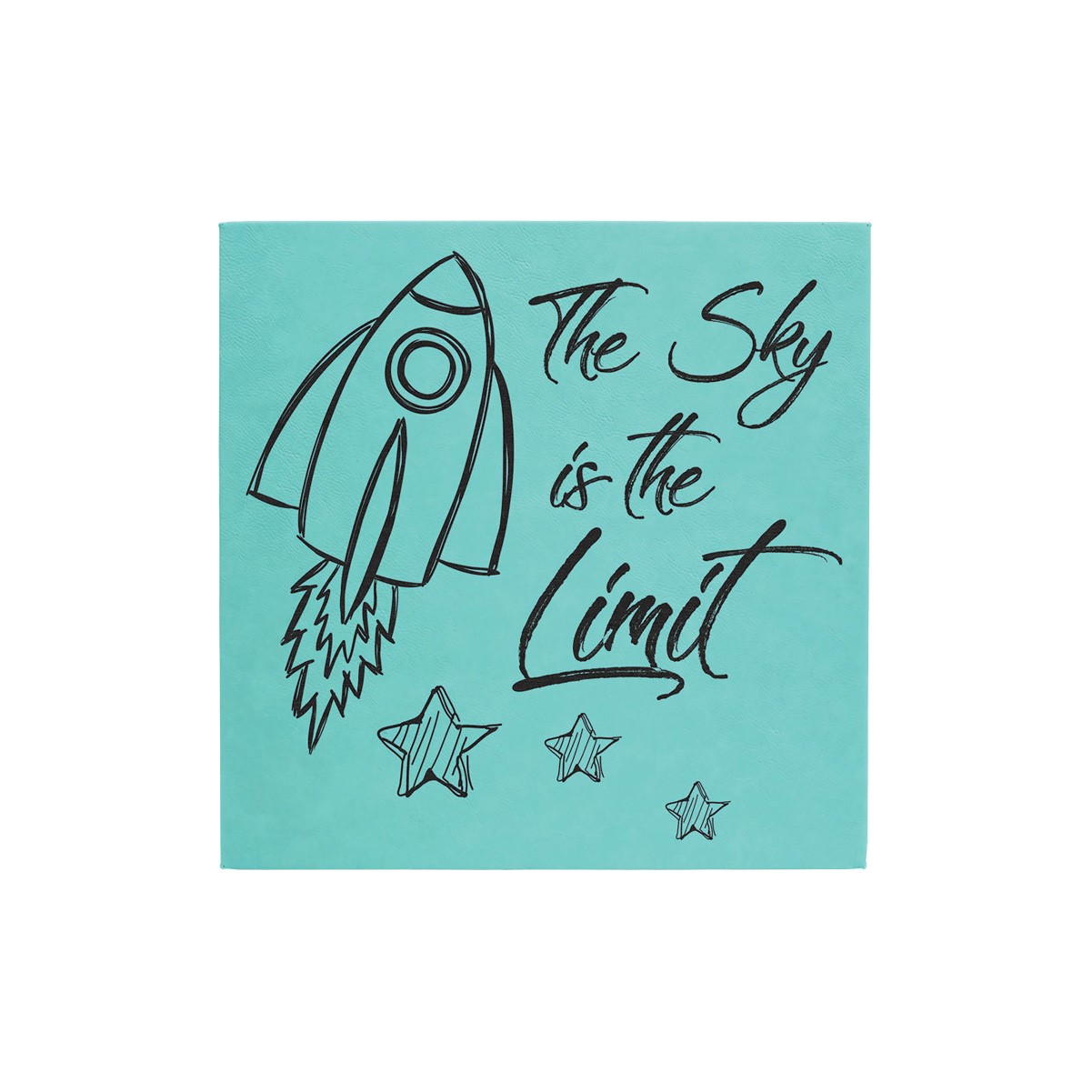 14" x 14" Teal Leatherette Wall Decor