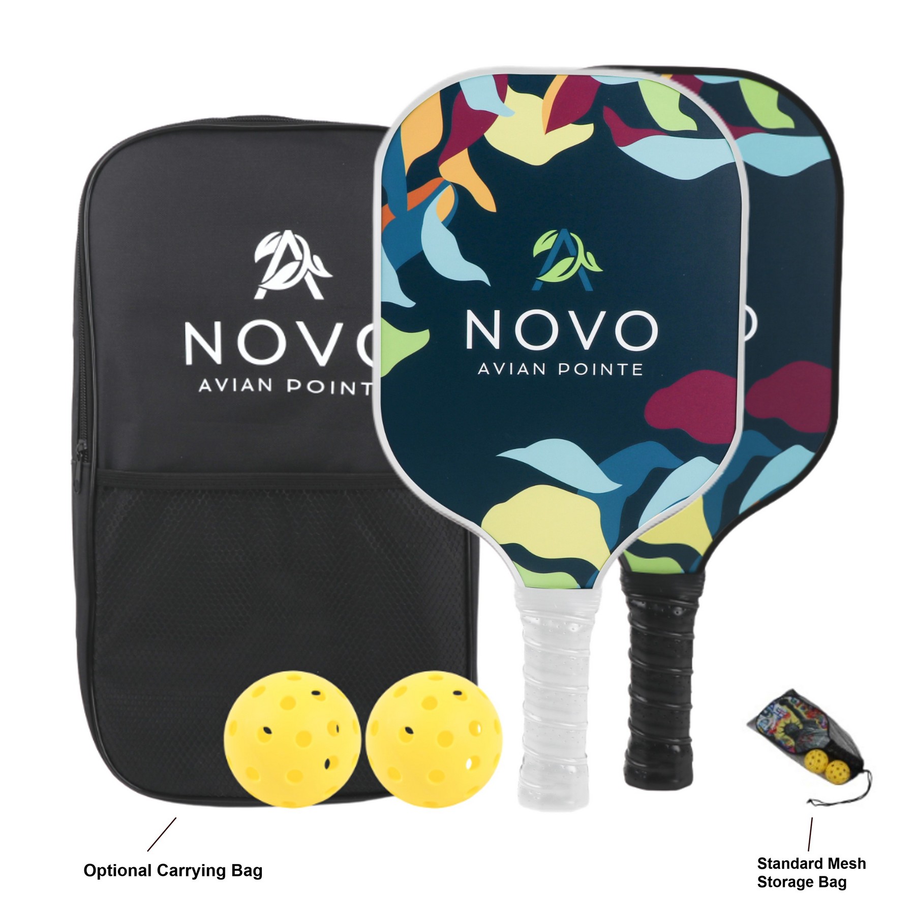 Custom Full Color Fiberglass Pickleball Set with Optional Carrying Bag 9
