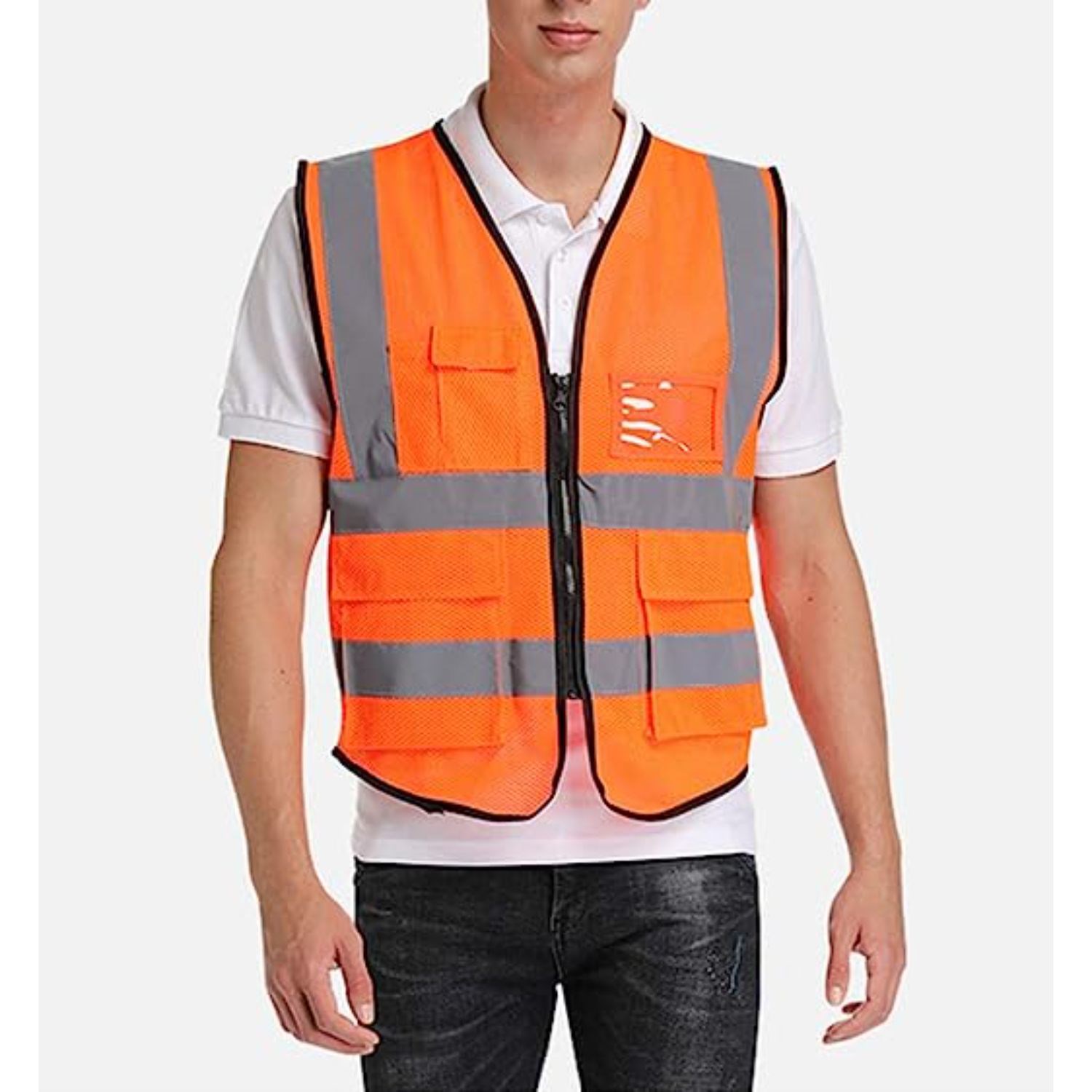 Class 2 Recycled Reflective Safety Vest with 5 Pockets 2