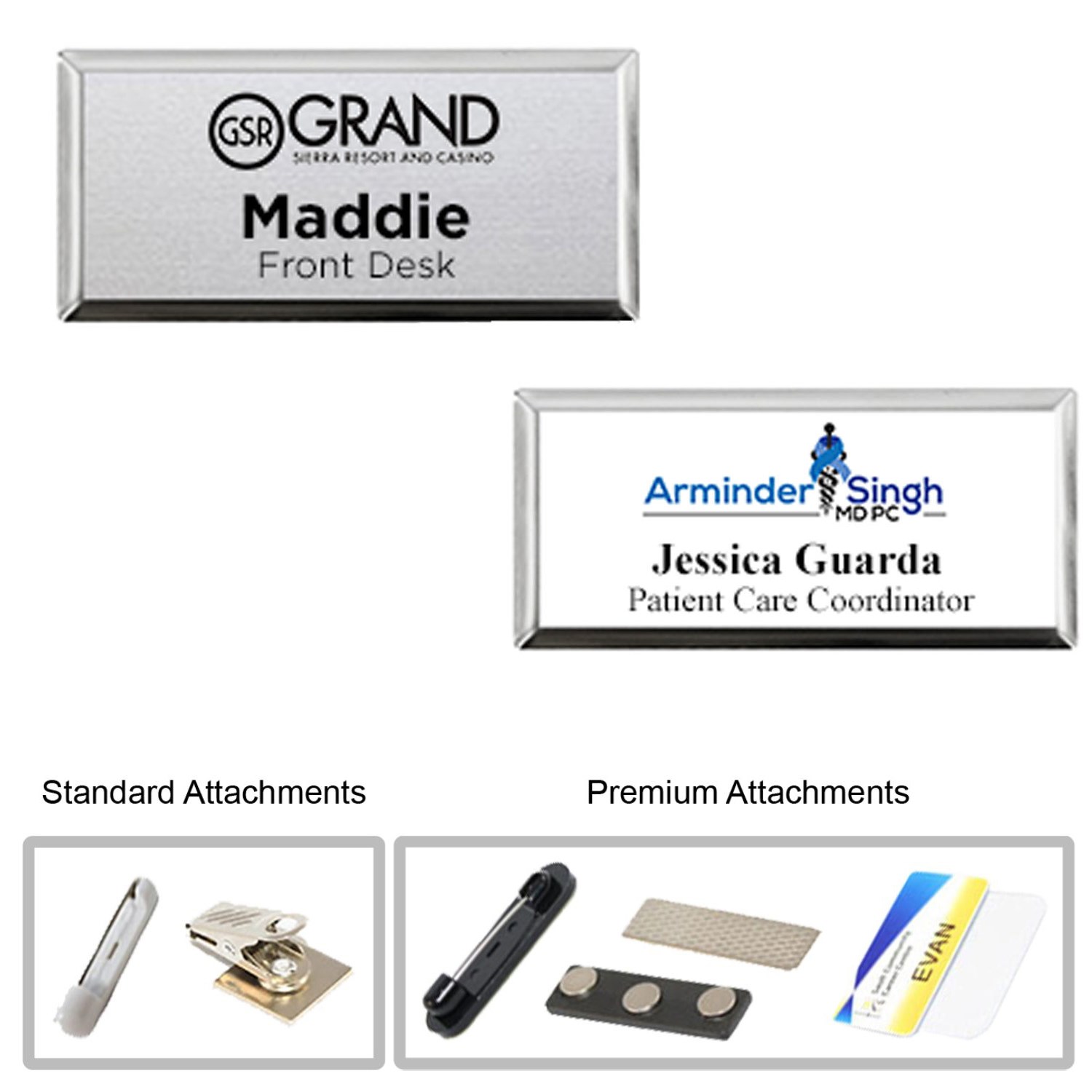 3"W x 1"H Executive metallic personalized Name Badge 3
