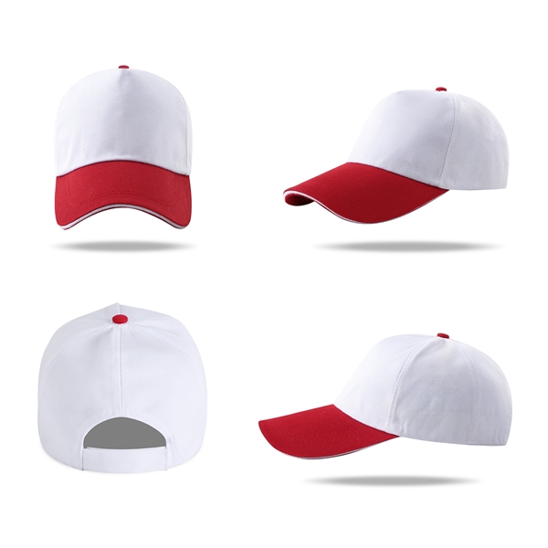 Stock 2-Tone Poly Cotton 5 Panel Cap, Hook-And-Loop Fastener 16