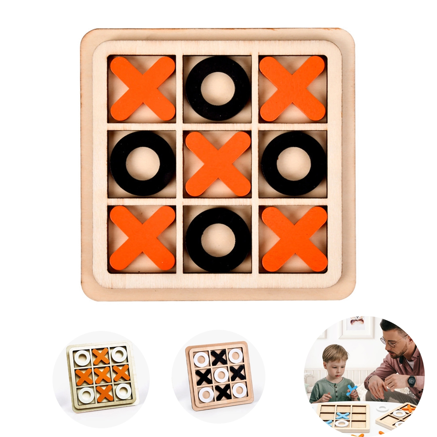 Wooden Tic Tac Toe Game Table Toy 1