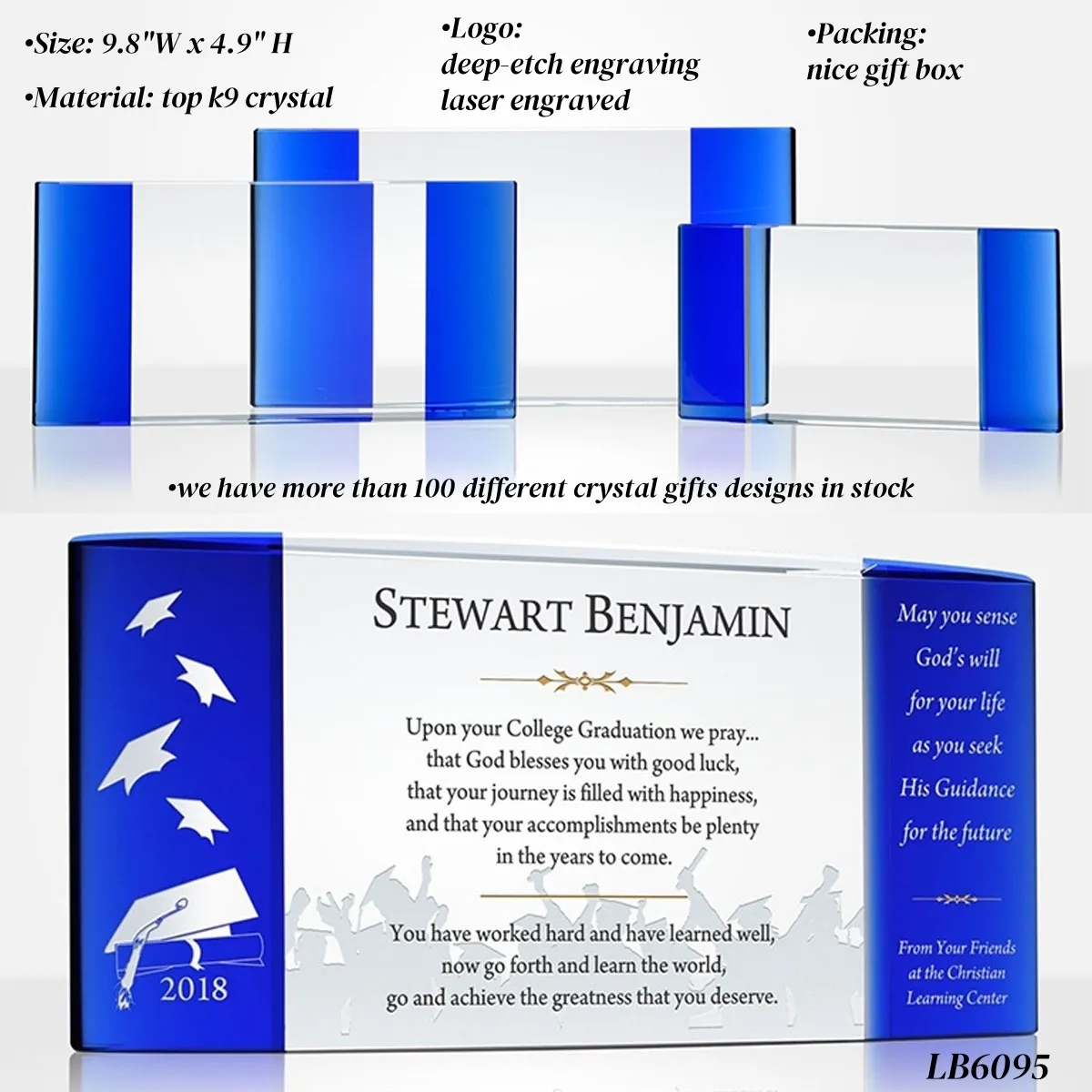 Crystal Desk Decor Display Trophy Award Religious Gift 2