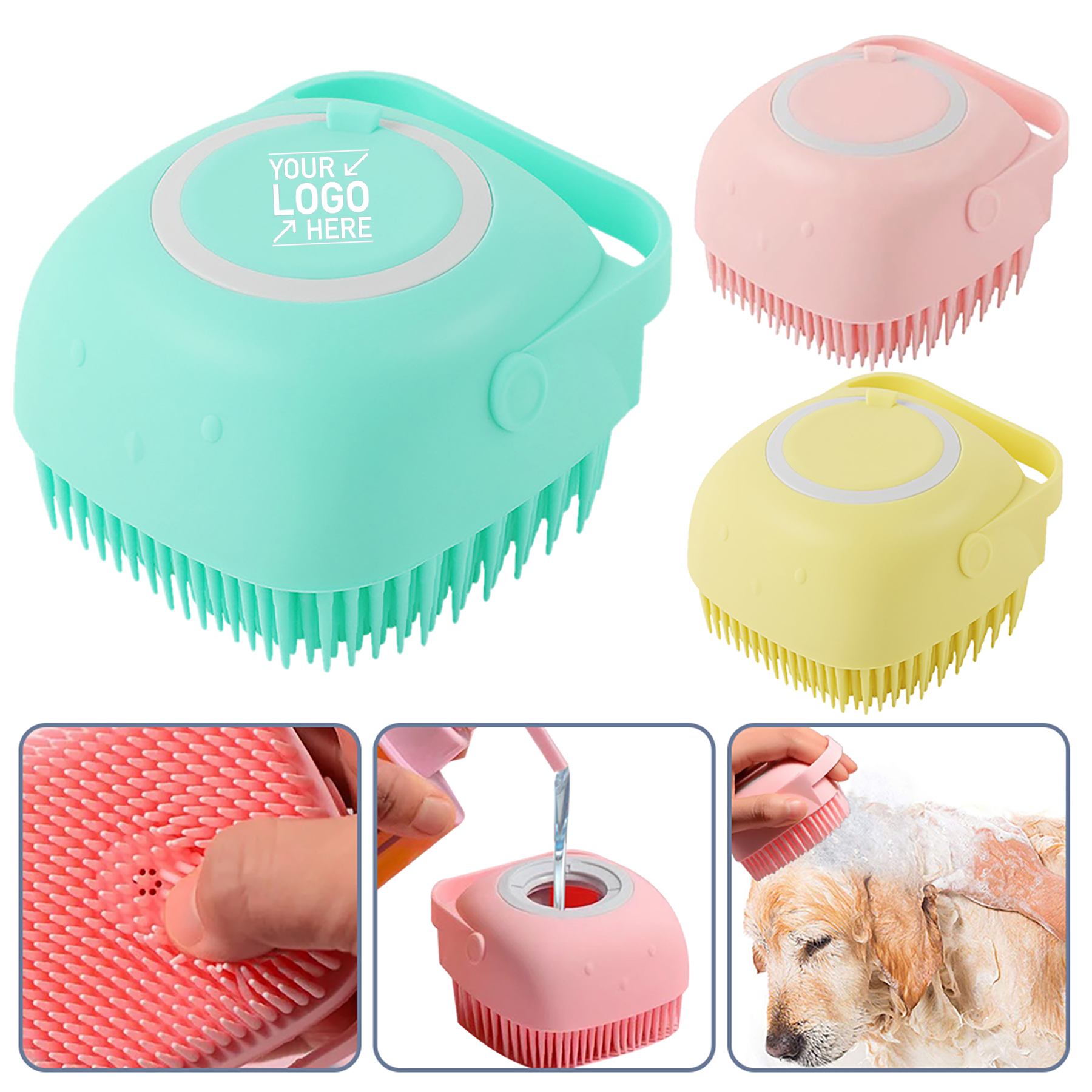 Pet Bath Silicone Massage Brush with Shampoo Box 1