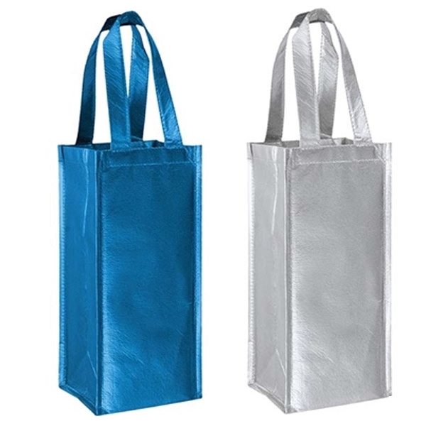Metallic 1 Bottle Laminated Non Woven Wine Bag 2