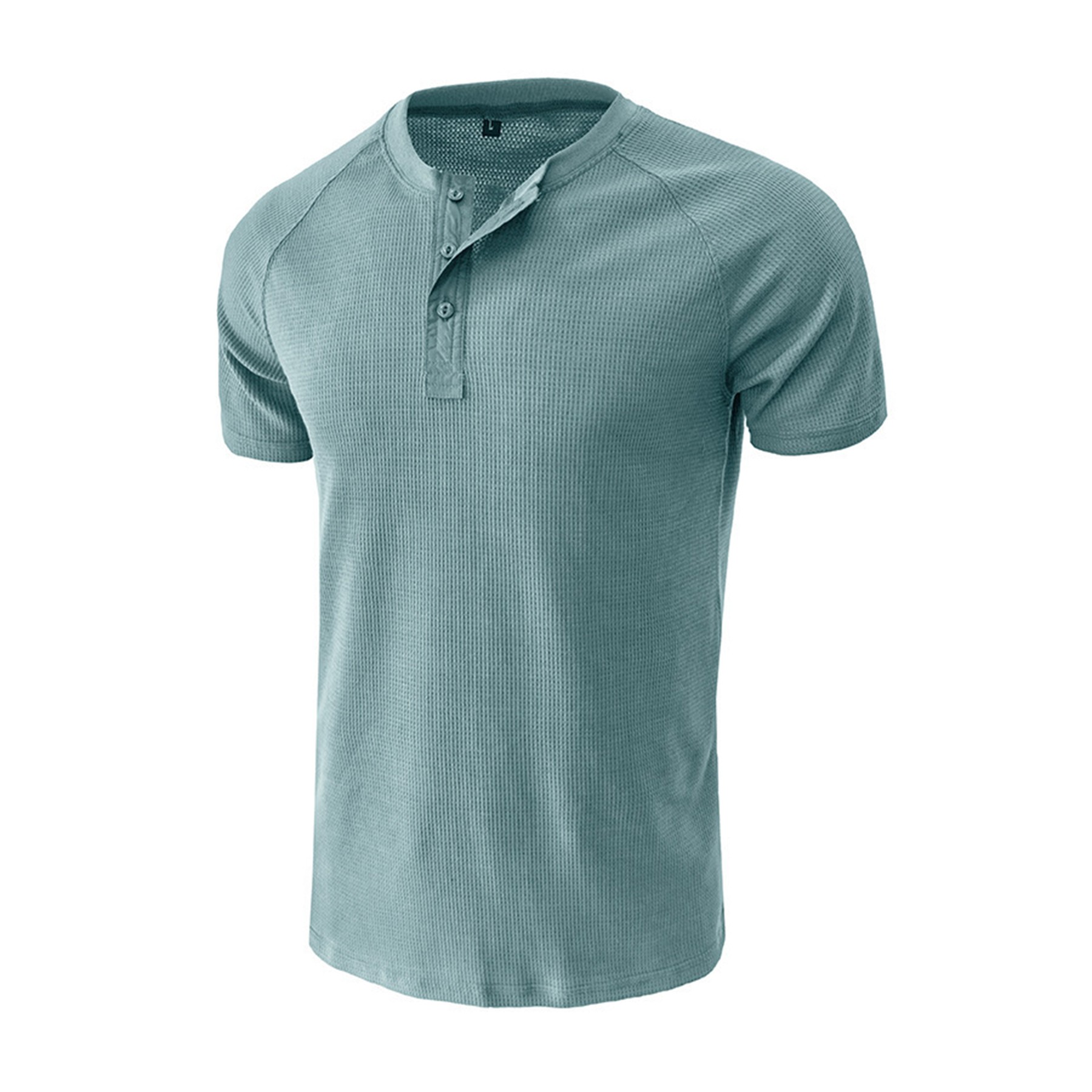 Mens Waffle Henley T Shirt 4