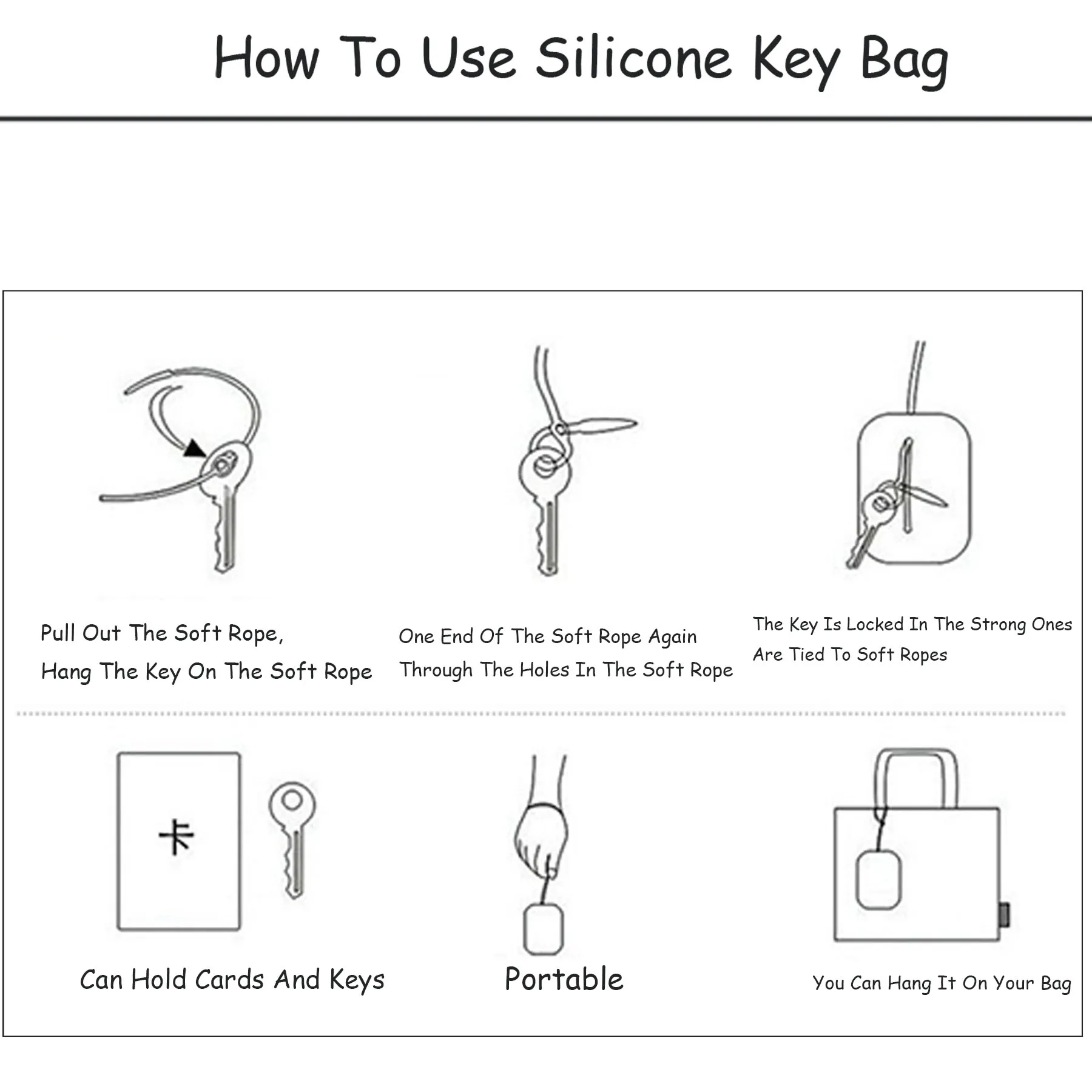 Silicone Storage Pouch Key Organizer and card Bag W/ Lanyard 4
