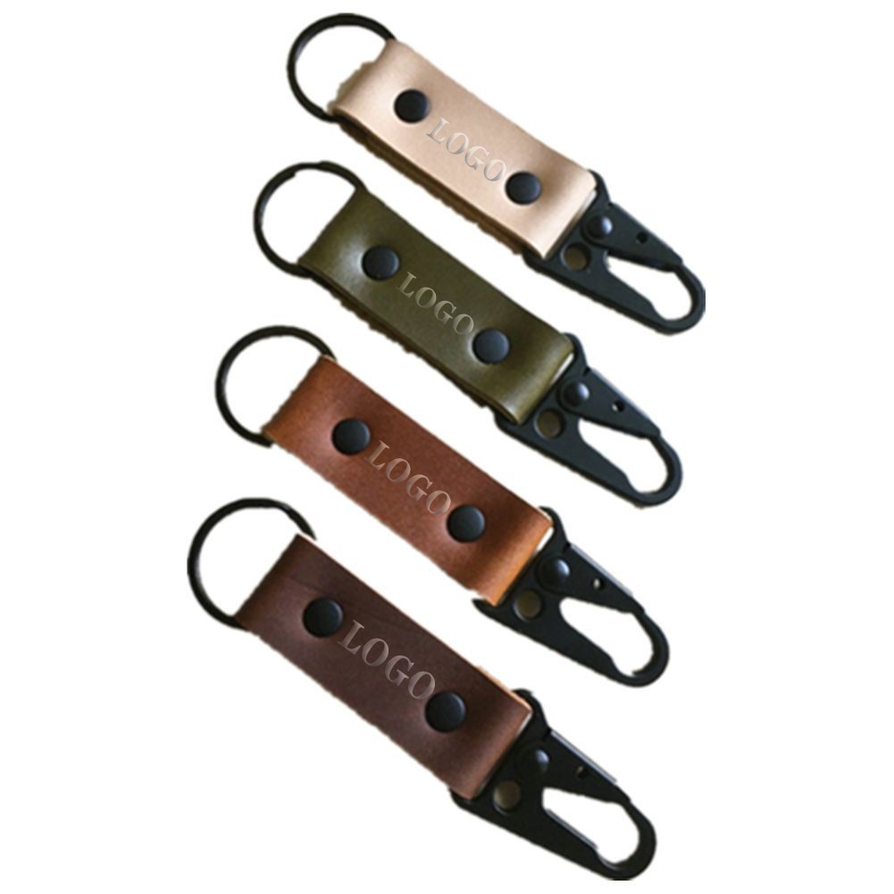 Leather Keychain With Antique Nickel Carabiners 3