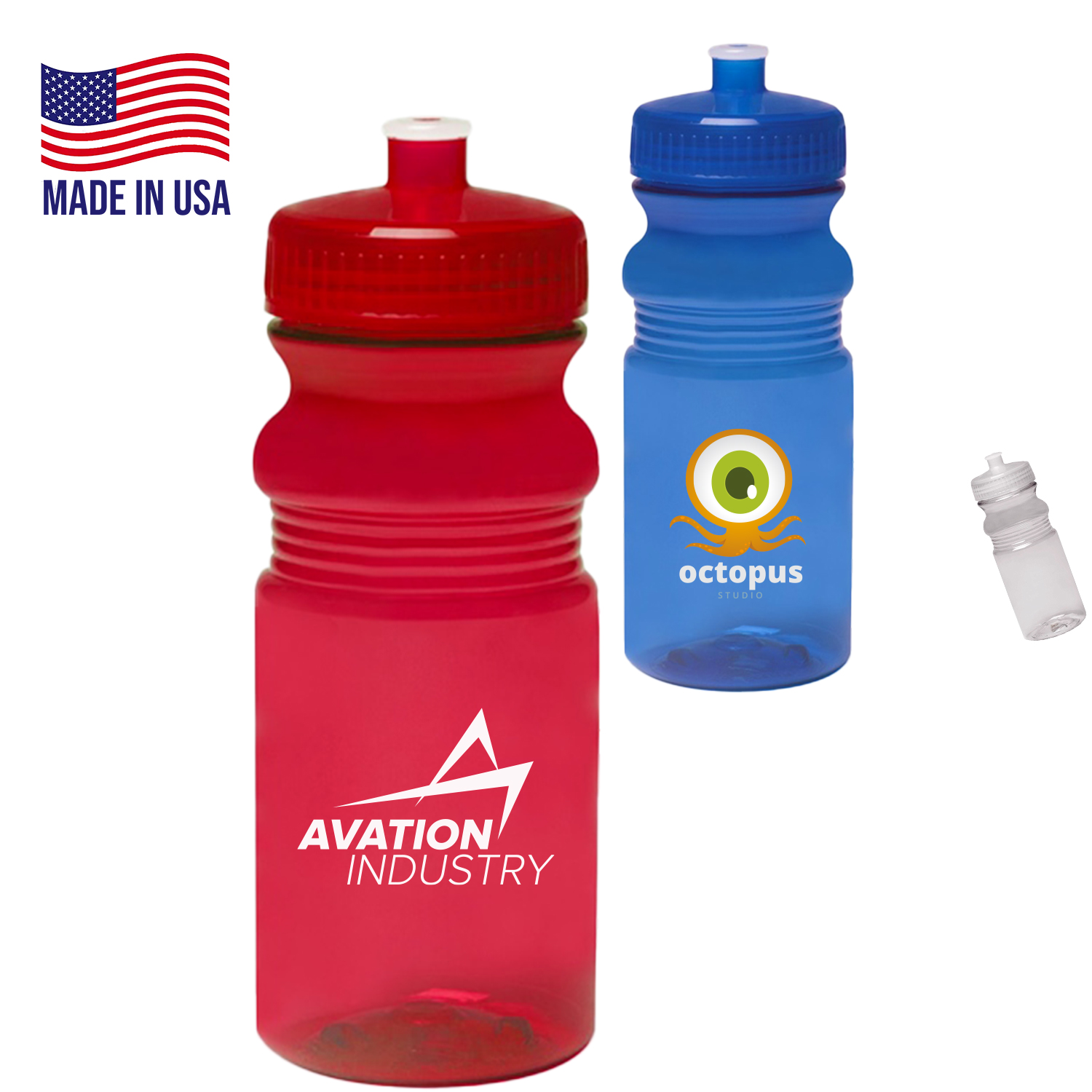 Translucent USA Made Bike Bottle 20 oz. Push Cap 1