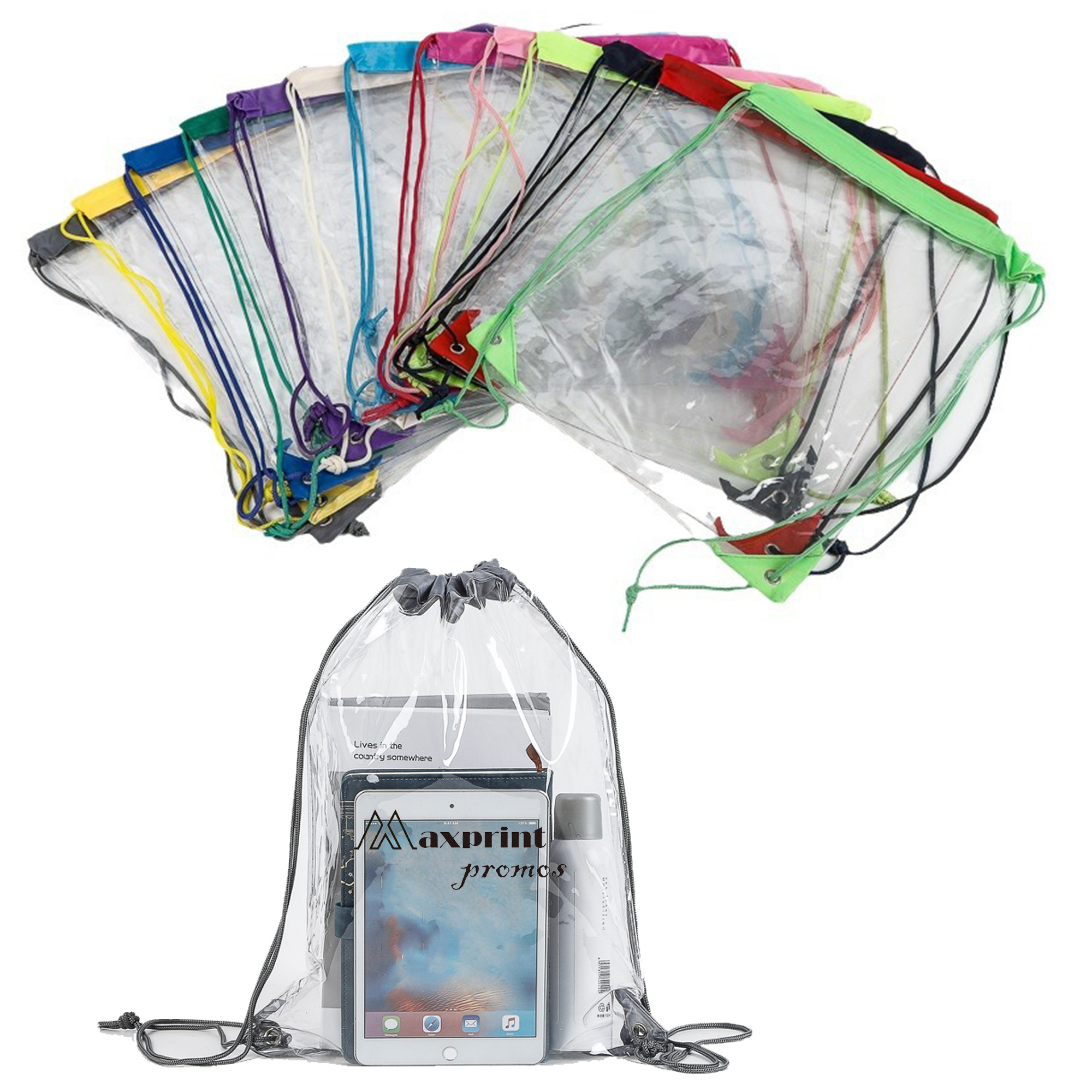 PVC Transparent Drawstring Backpack Bag 2