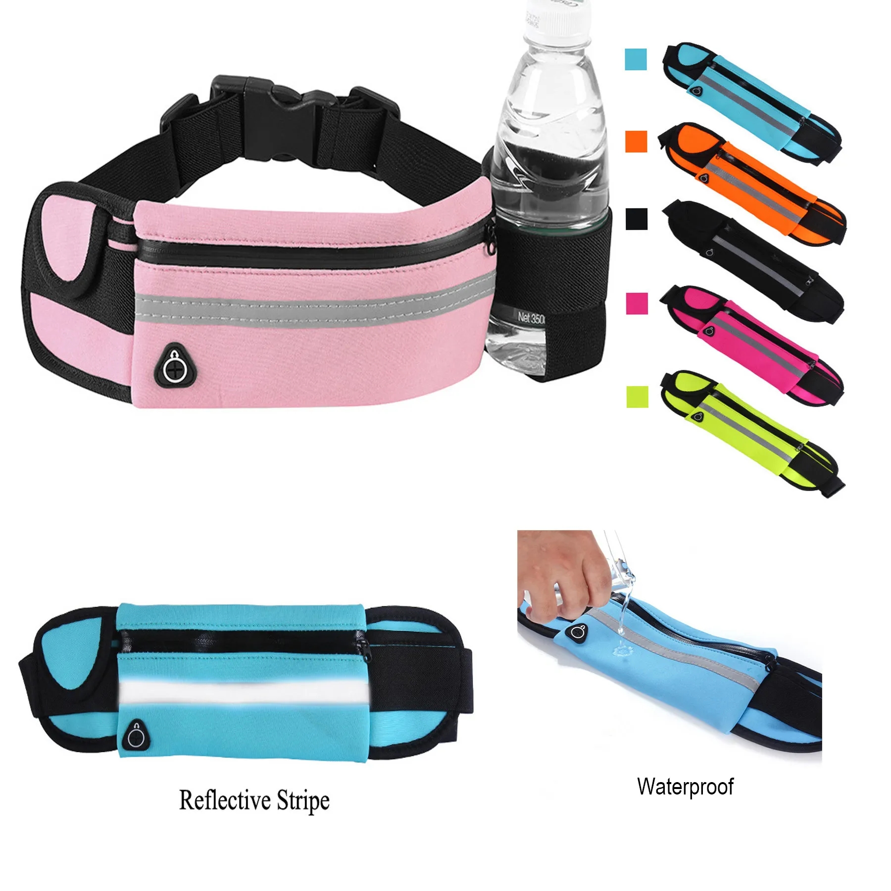 Sports Reflective Waist Bag With Bottle Holder 5