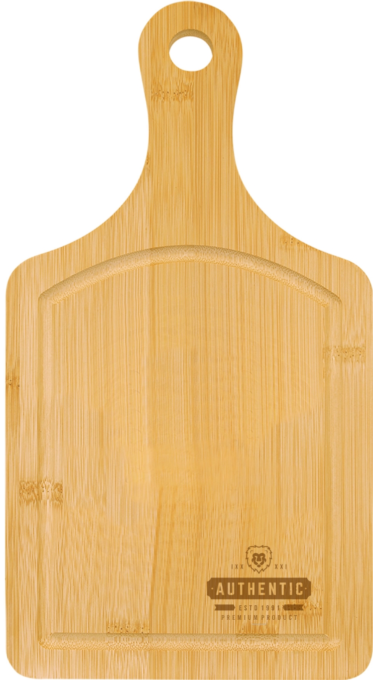 13 1/2" x 7" Bamboo Cutting Board Paddle Shape with Drip Ring