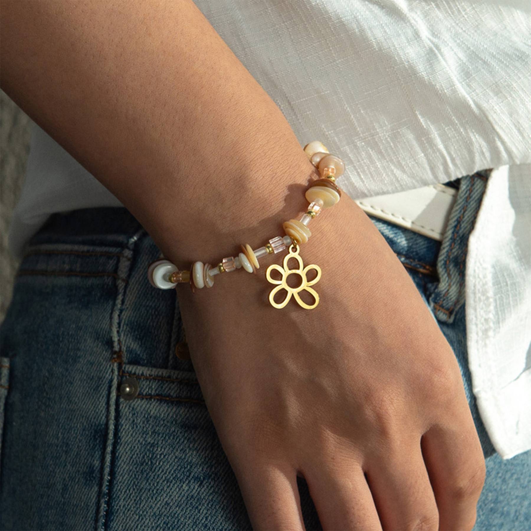 Steel Simple irregular crushed stone gilded bracelet 5