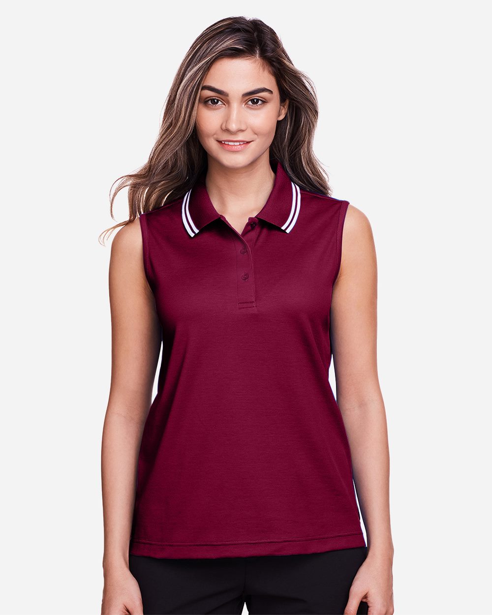 Women's CrownLux Performance® Plaited Tipped Sleeveless Polo - DG20SW 33