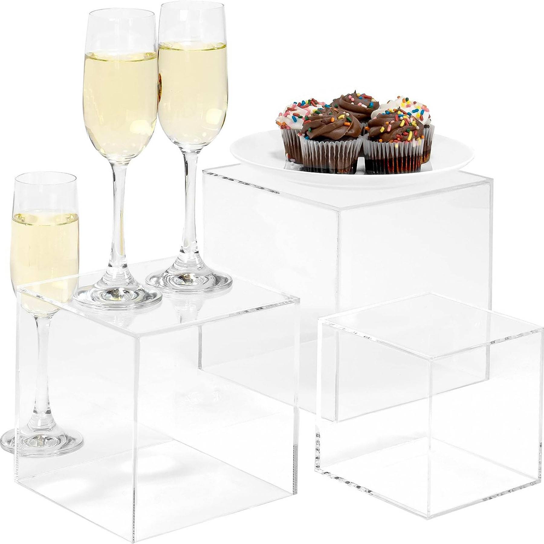 Set of 3 Crystal Clear Acrylic Cube Display 6