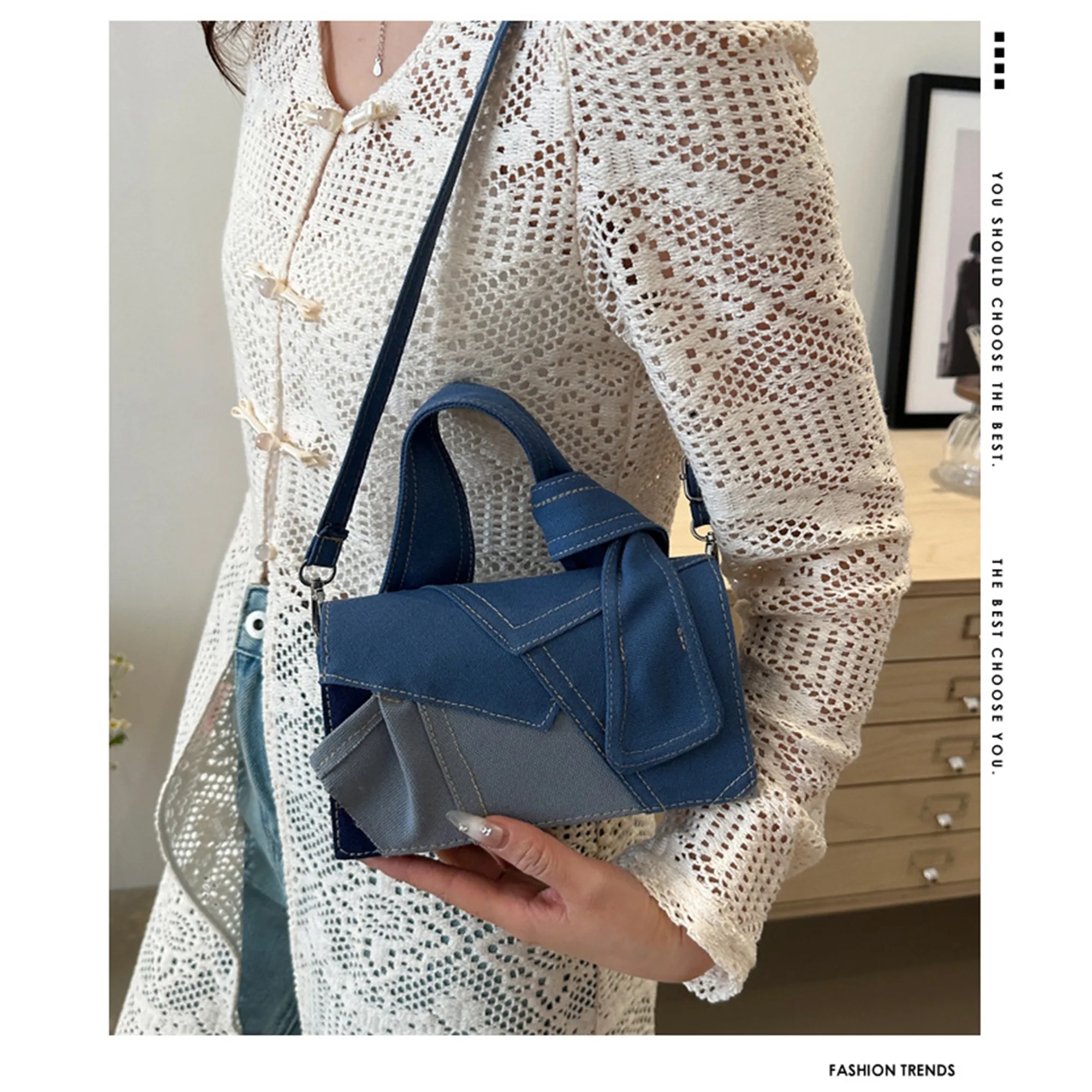 Denim Patchwork Crossbody Bag 2