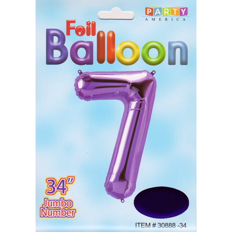 Mylar Number 7 Balloons - Purple 34" 2
