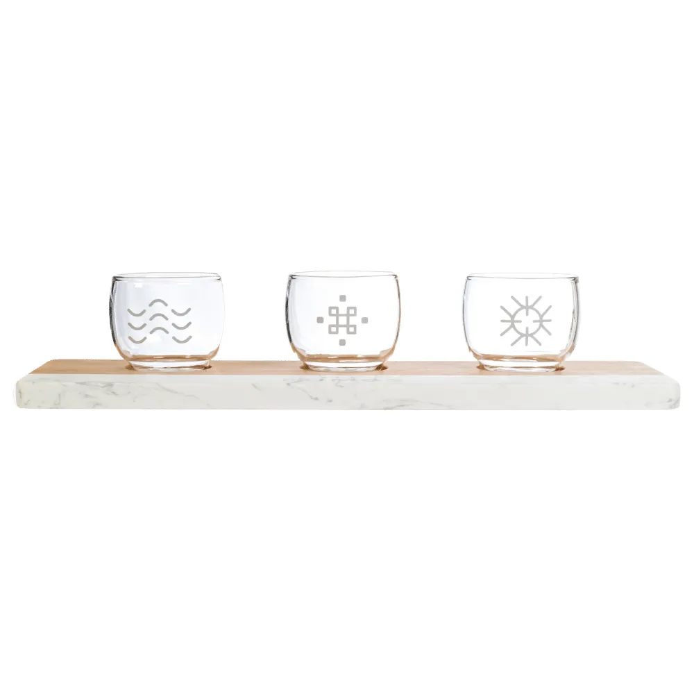 Marble & Bamboo Hybrid Tasting Flight Tray 7