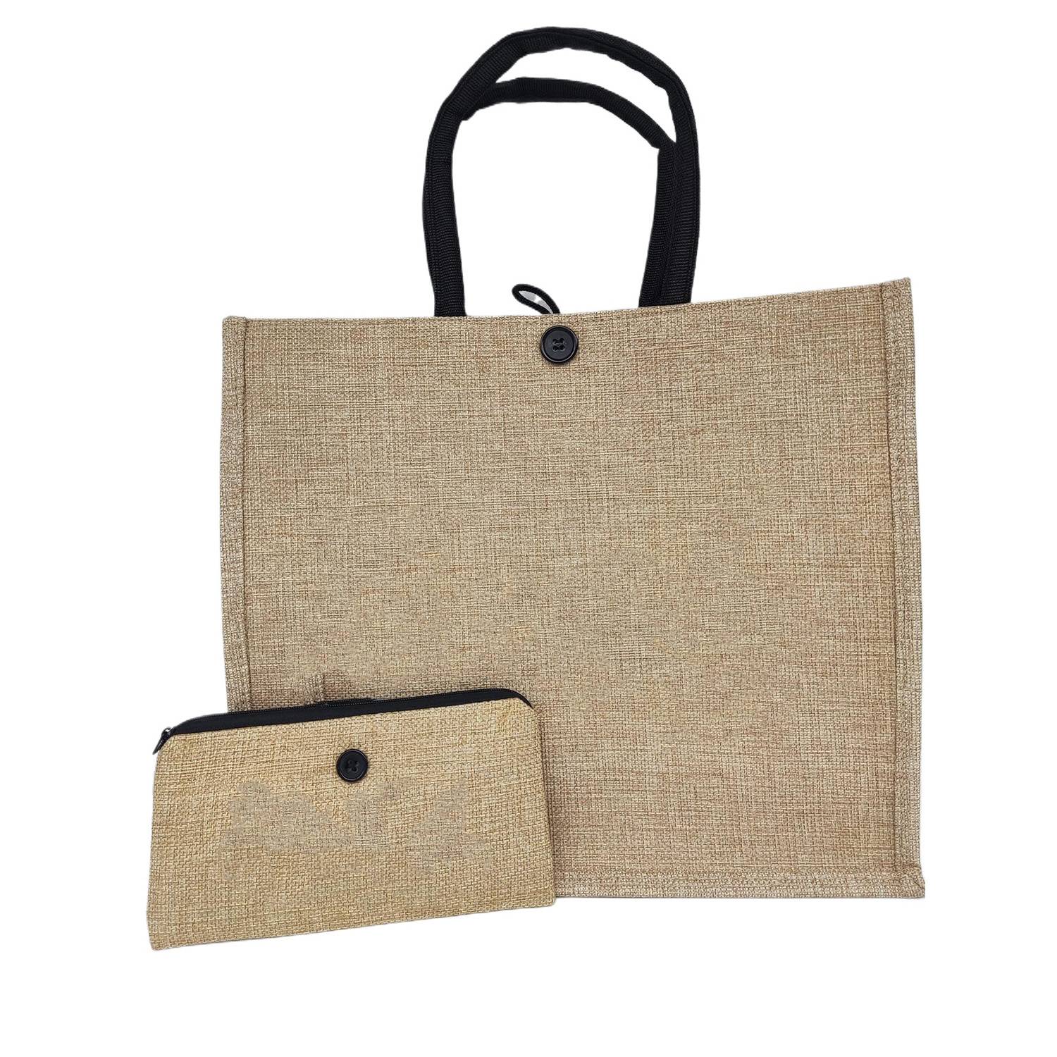 Spacious Linen Cotton Beach Tote Bag w/ Wallet 5