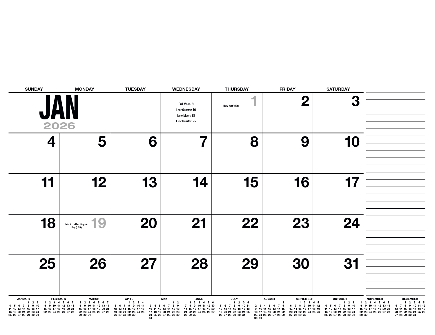 HotLine® Products 13-Month Desk Pad Calendar 5