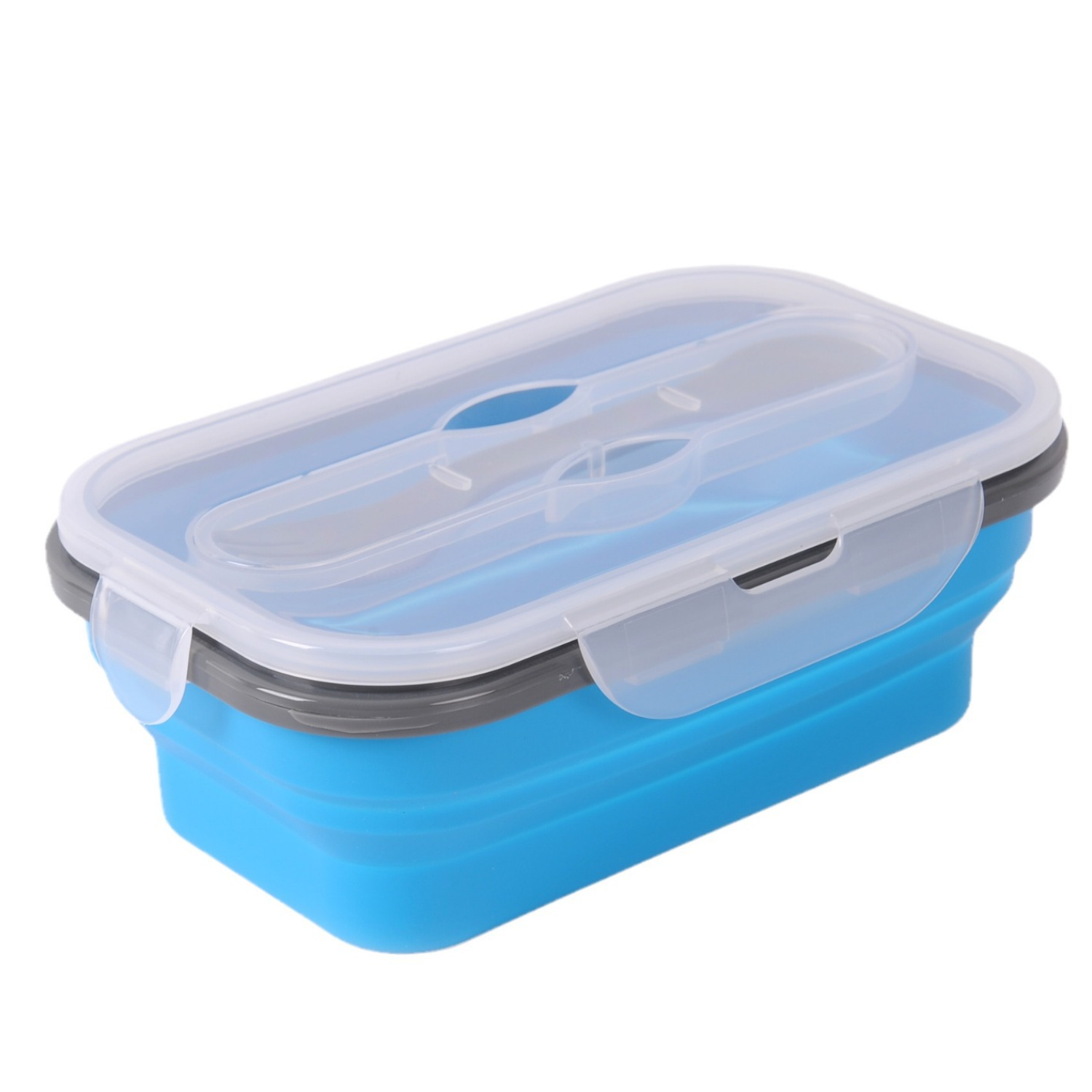 Collapsible Food Grade Silicone Lunch Bento Box w/ Fork 2