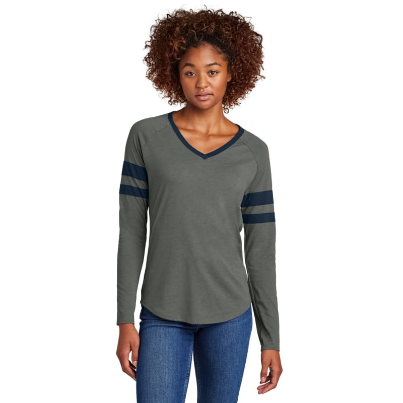 Sport-Tek Women's Halftime Stripe Long Sleeve V-Neck Tee 1