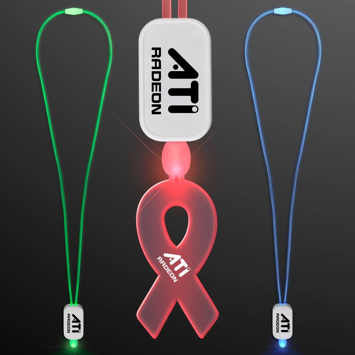 LED Neon Lanyard with Acrylic Ribbon Pendant 1