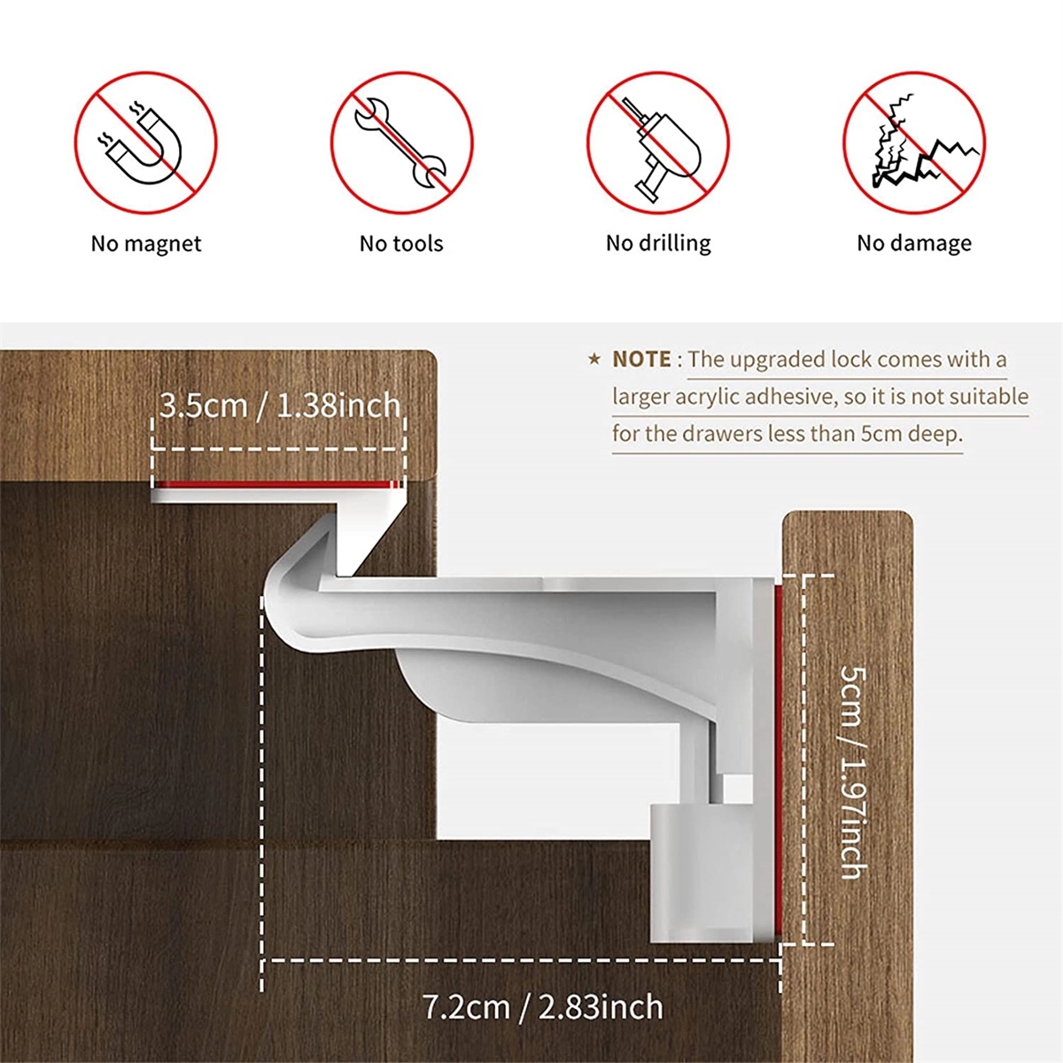 Upgraded Invisible Baby Proofing Cabinet Latch Locks 2