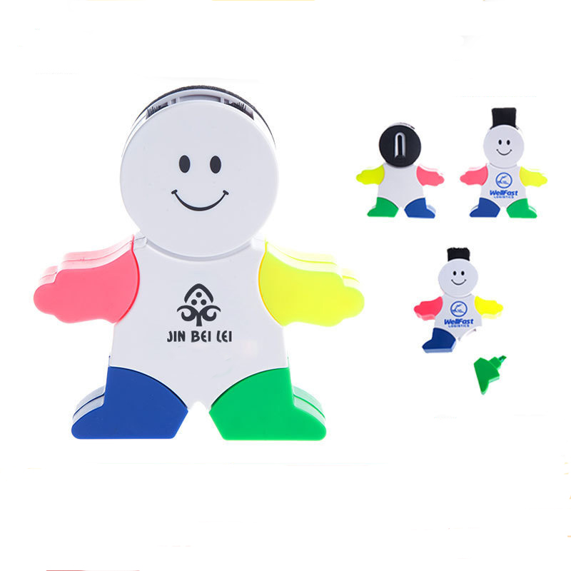 Multi-functional Robot Shaped 4 Colors Highlighter W/ Brush 1